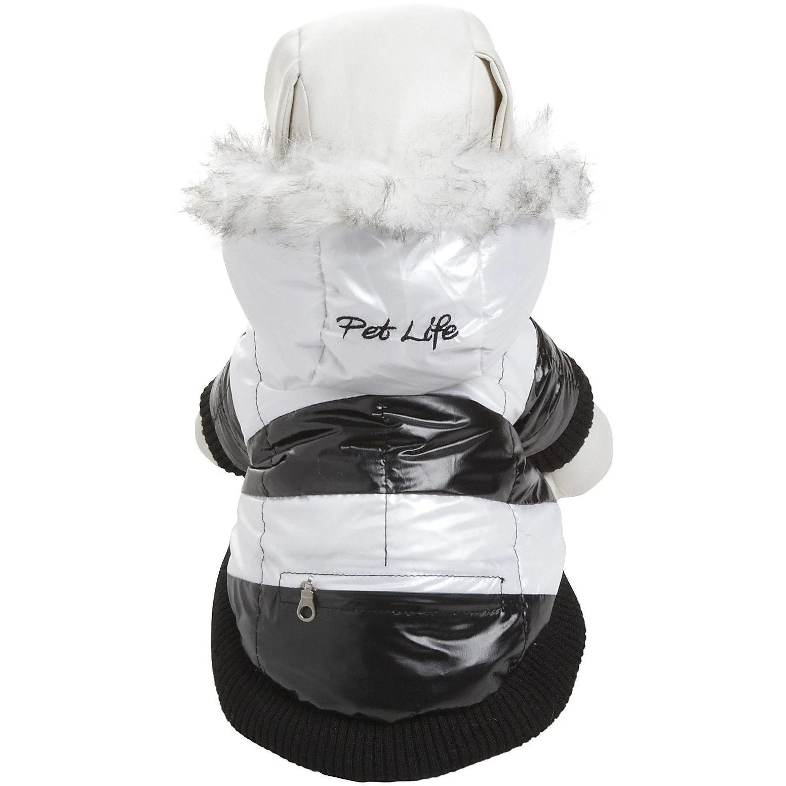 Pet Life ® Fashion Striped 3M Insulated Ultra-Plush Pet Dog Parka Coat w/ Removable Hood - Image 4
