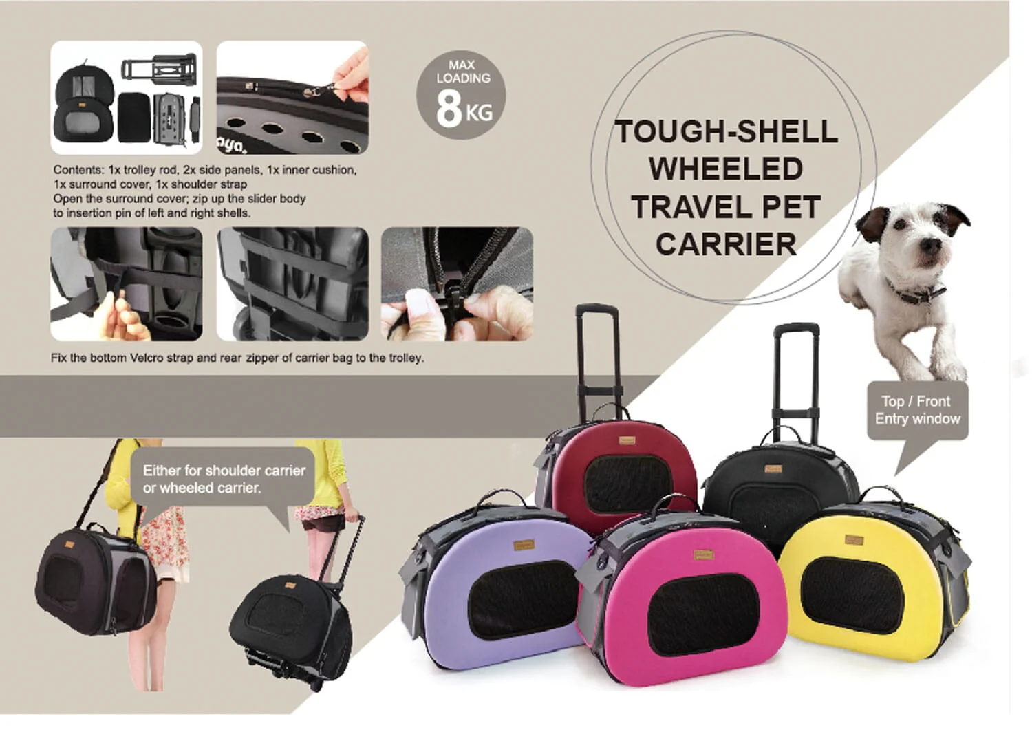 Pet Life ® 'Final Destination' Airline Approved 2-in-1 Tough-Shell Wheeled Collapsible Travel Fashion Pet Dog Carrier Crate - Image 11