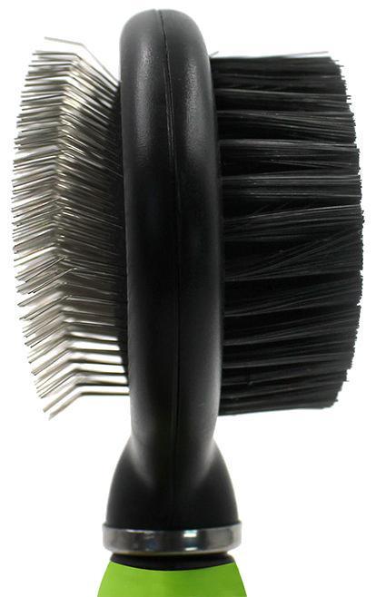 Pet Life ® Flex Series 2-in-1 Dual-Sided Slicker and Bristle Grooming Pet Brush - Image 2