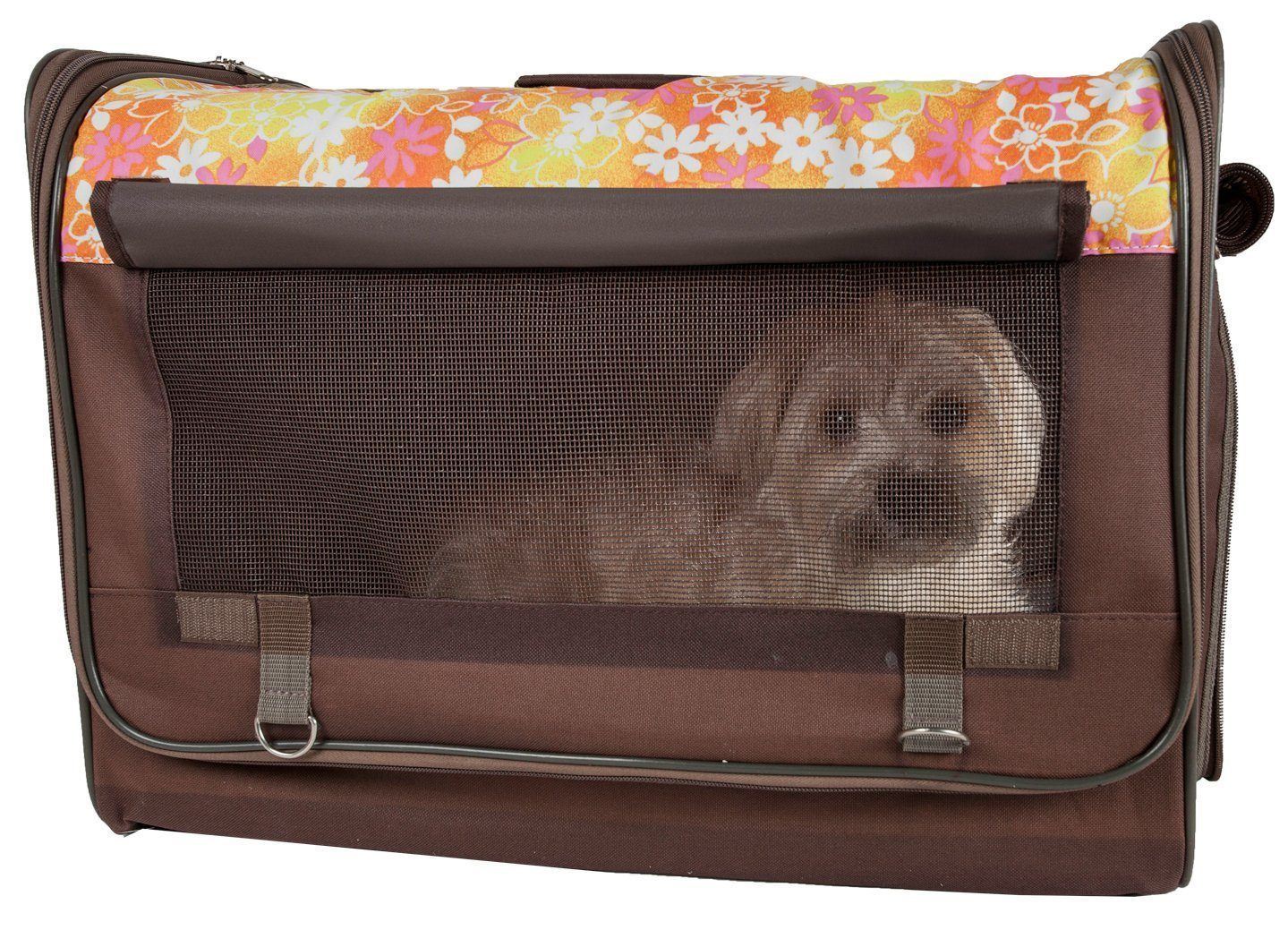 Pet Life ® 'Floral Patterned' Folding Collapsible Lightweight Wire Framed Pet Dog Crate House Tent - Image 2