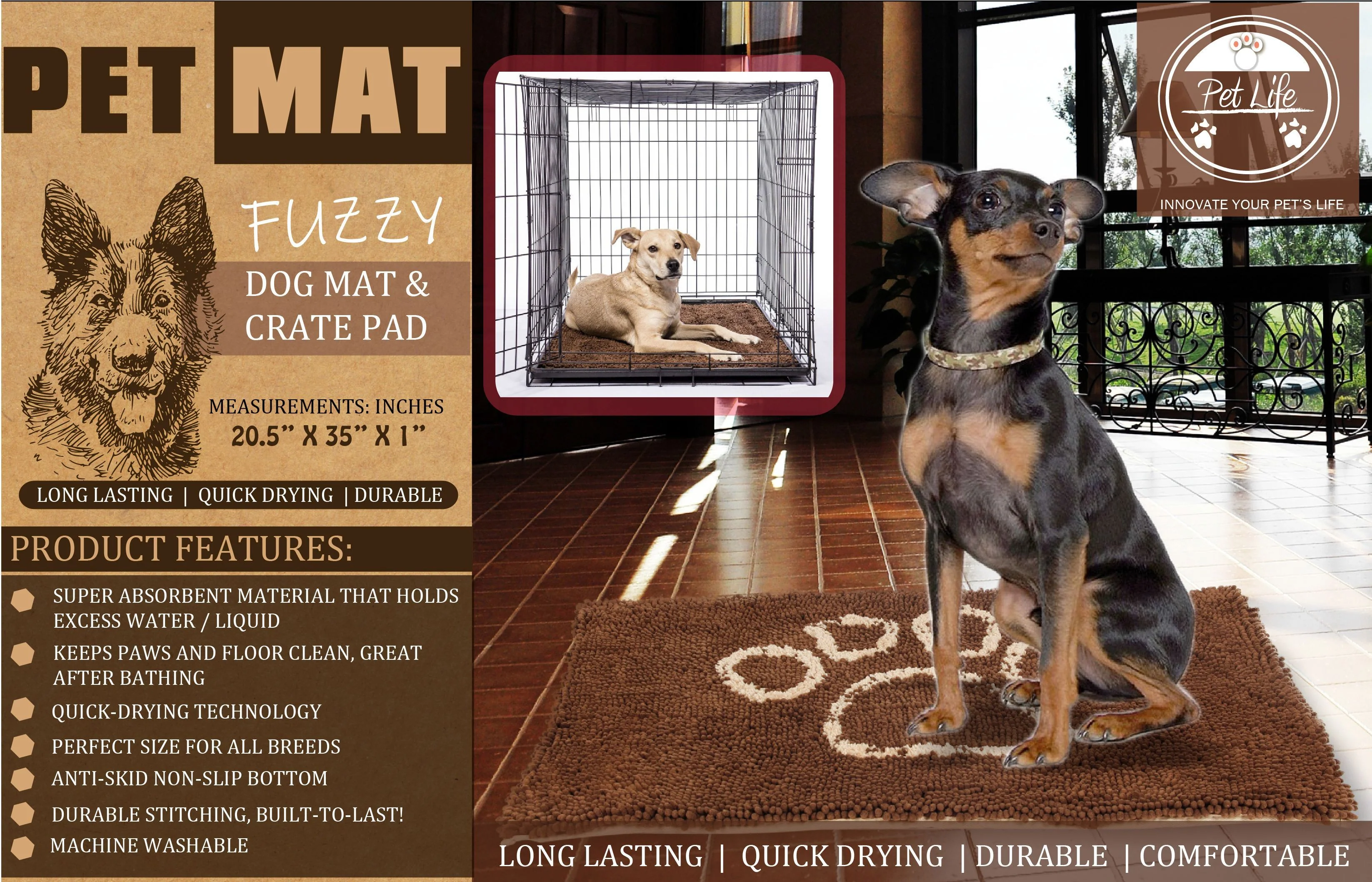 Pet Life ® 'Fuzzy' Quick-Drying Anti-Skid and Machine Washable Dog Mat - Image 4