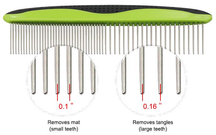 Pet Life ® Grip Ease' Wide and Narrow Tooth Grooming Pet Comb - Image 4
