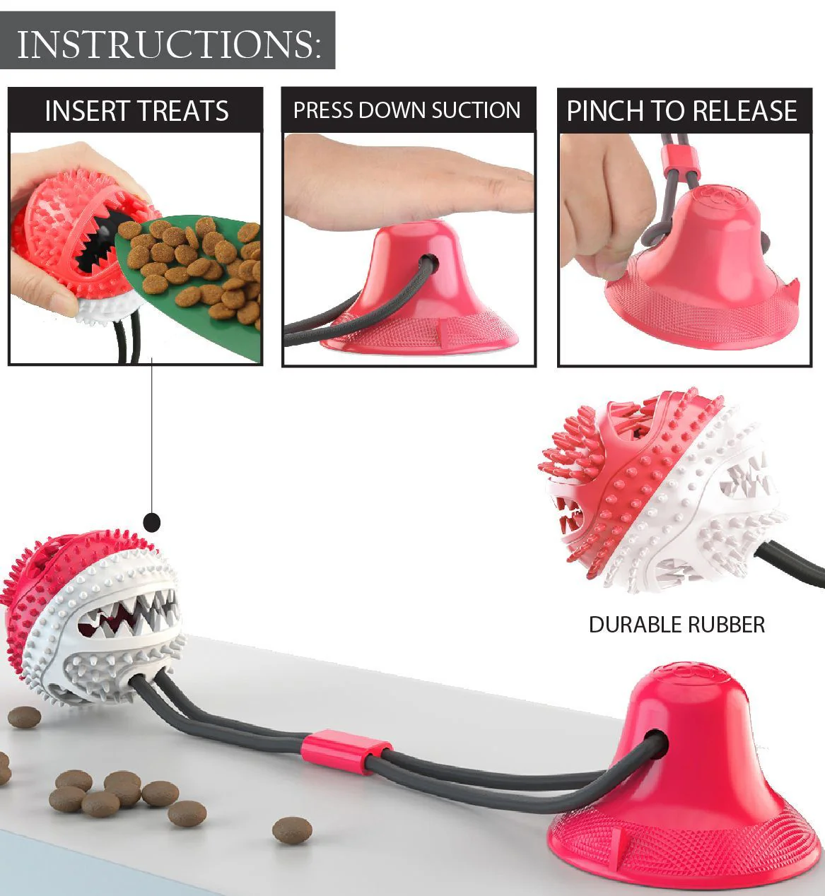 Pet Life ® 'Grip N' Play' Treat Dispensing Ball Shaped Suction Cup Dog Toy - Image 3