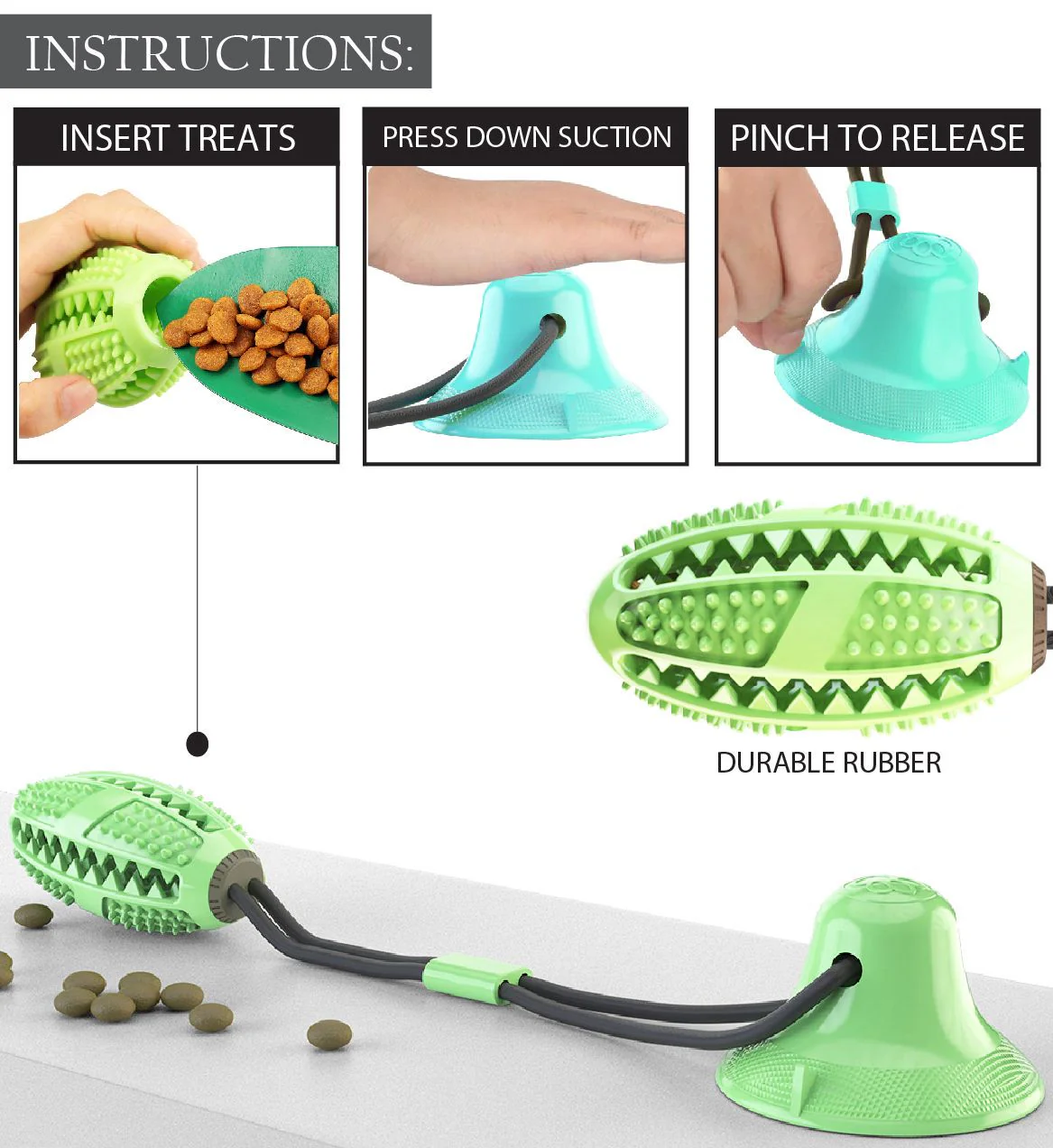 Pet Life ® 'Grip N' Play' Treat Dispensing Football Shaped Suction Cup Dog Toy - Image 2