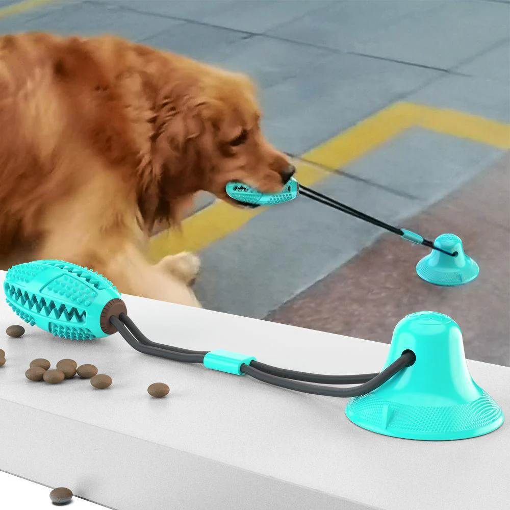 Pet Life ® 'Grip N' Play' Treat Dispensing Football Shaped Suction Cup Dog Toy - Image 3