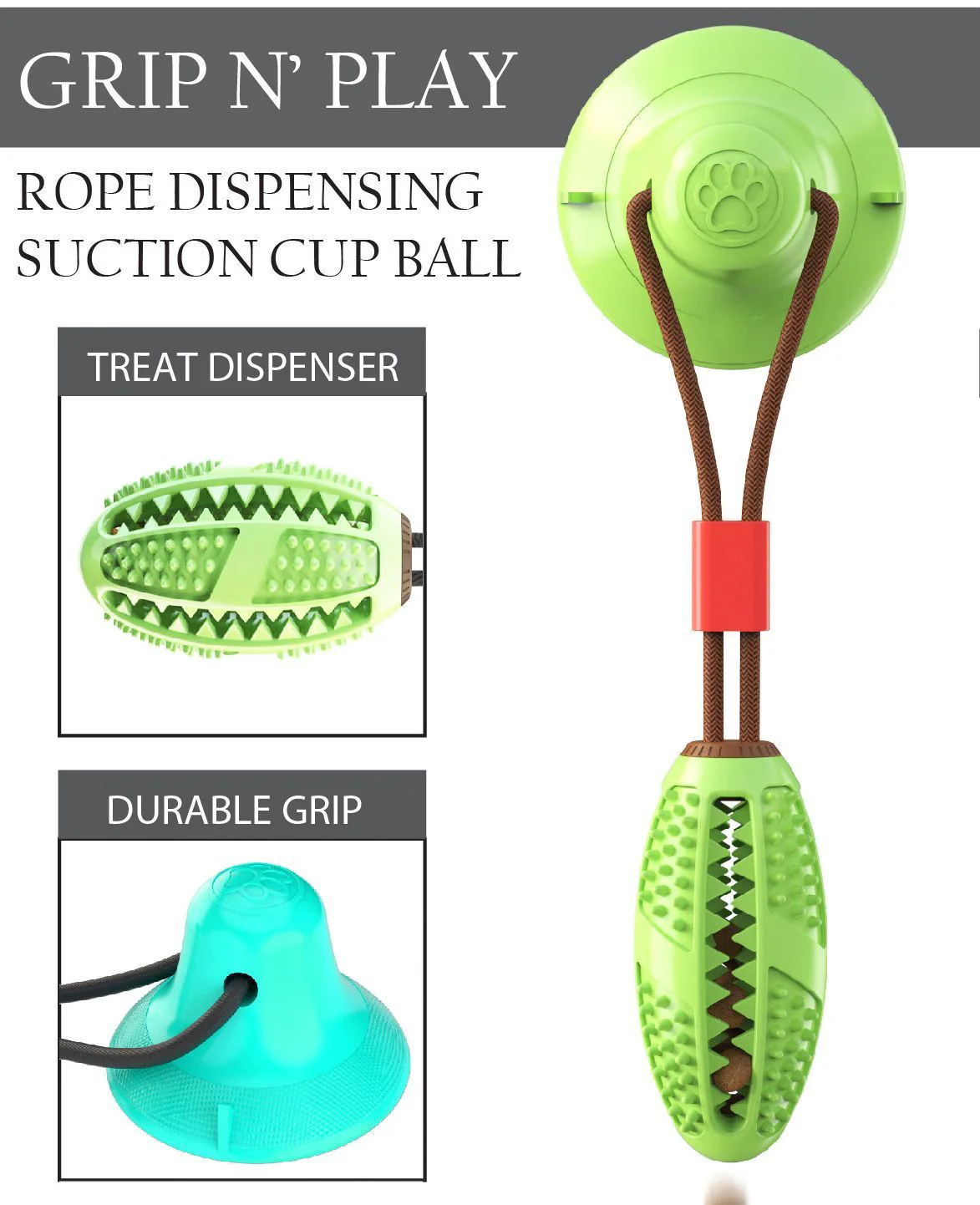 Pet Life ® 'Grip N' Play' Treat Dispensing Football Shaped Suction Cup Dog Toy - Image 6