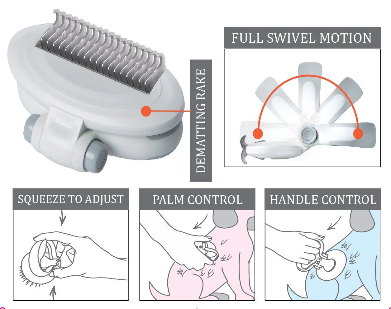 Pet Life ® 'Gyrater' Swivel Travel Grooming Dematting Pet Comb - Image 2