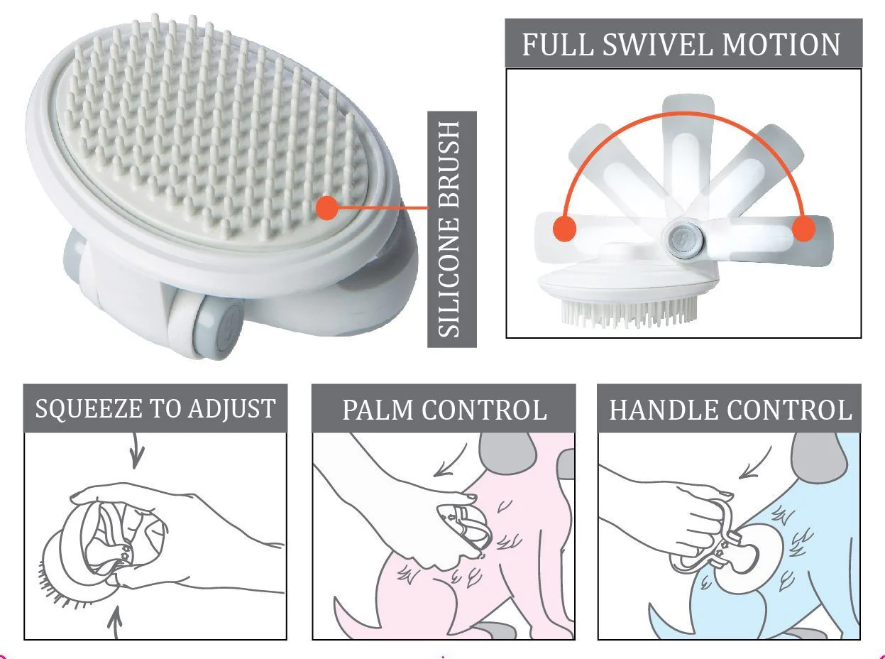 Pet Life ® 'Gyrater' Swivel Travel Silicone Massage Grooming Cat Brush - Image 2
