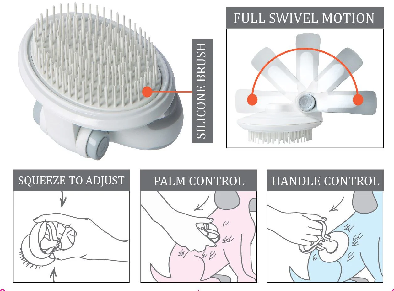 Pet Life ® 'Gyrater' Swivel Travel Soft Grooming Pet Pin Brush - Image 2