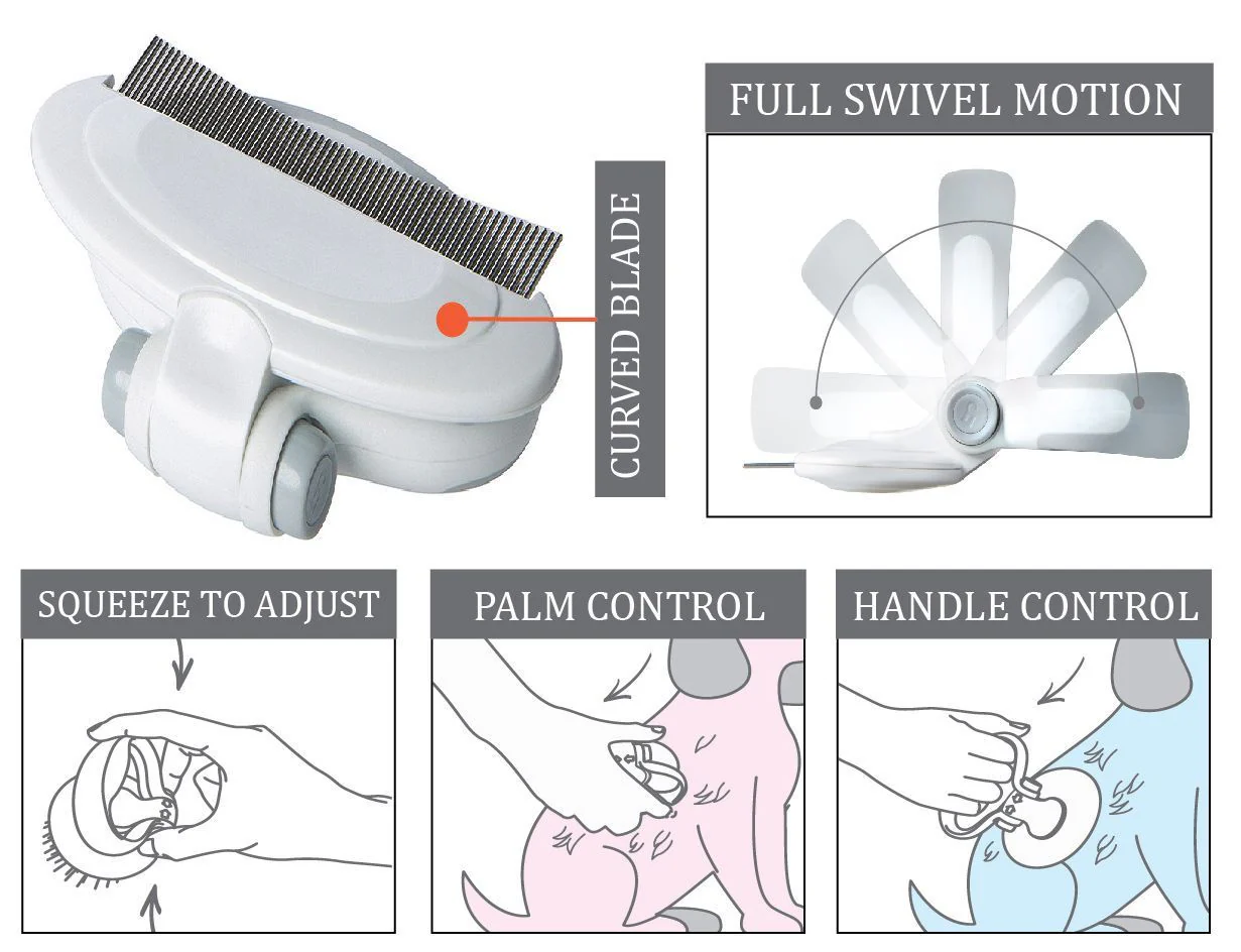 Pet Life ® 'Gyrater' Travel Swivel Curved Pet Grooming Pin Comb - Image 2