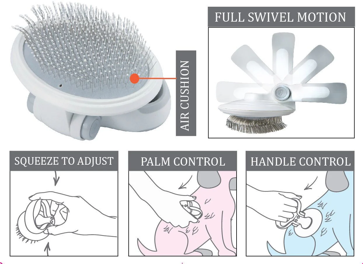 Pet Life ® 'Gyrater' Travel Swivel Pet Grooming Slicker Brush - Image 2