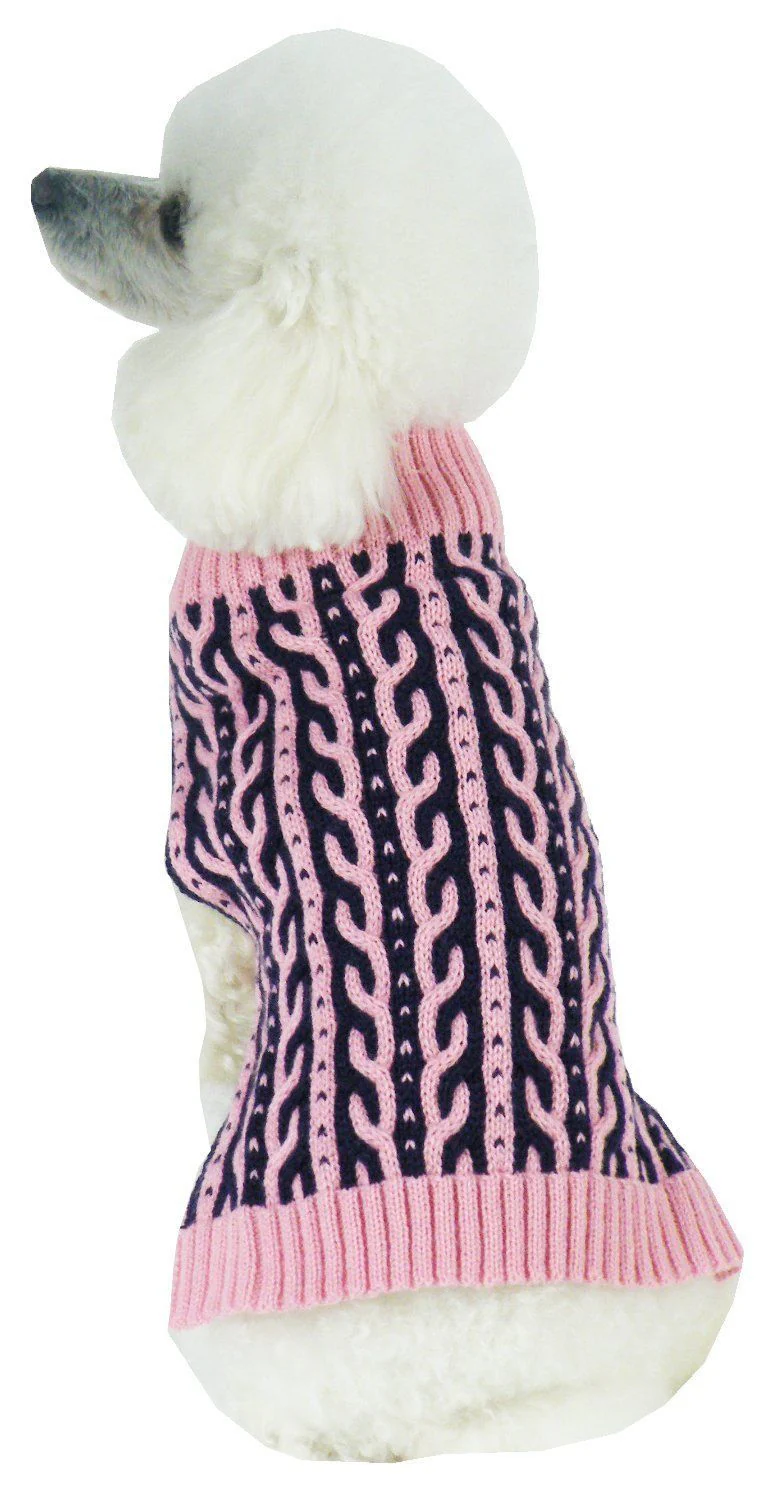 Pet Life ® 'Harmonious' Dual Color Weaved Heavy Cable Knitted Fashion Designer Dog Sweater - Image 10