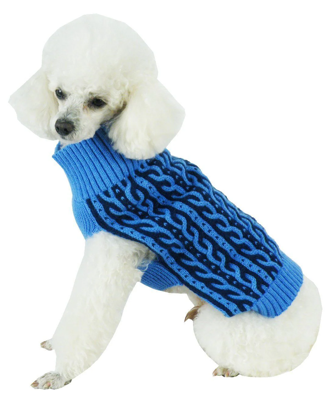 Pet Life ® 'Harmonious' Dual Color Weaved Heavy Cable Knitted Fashion Designer Dog Sweater - Image 2