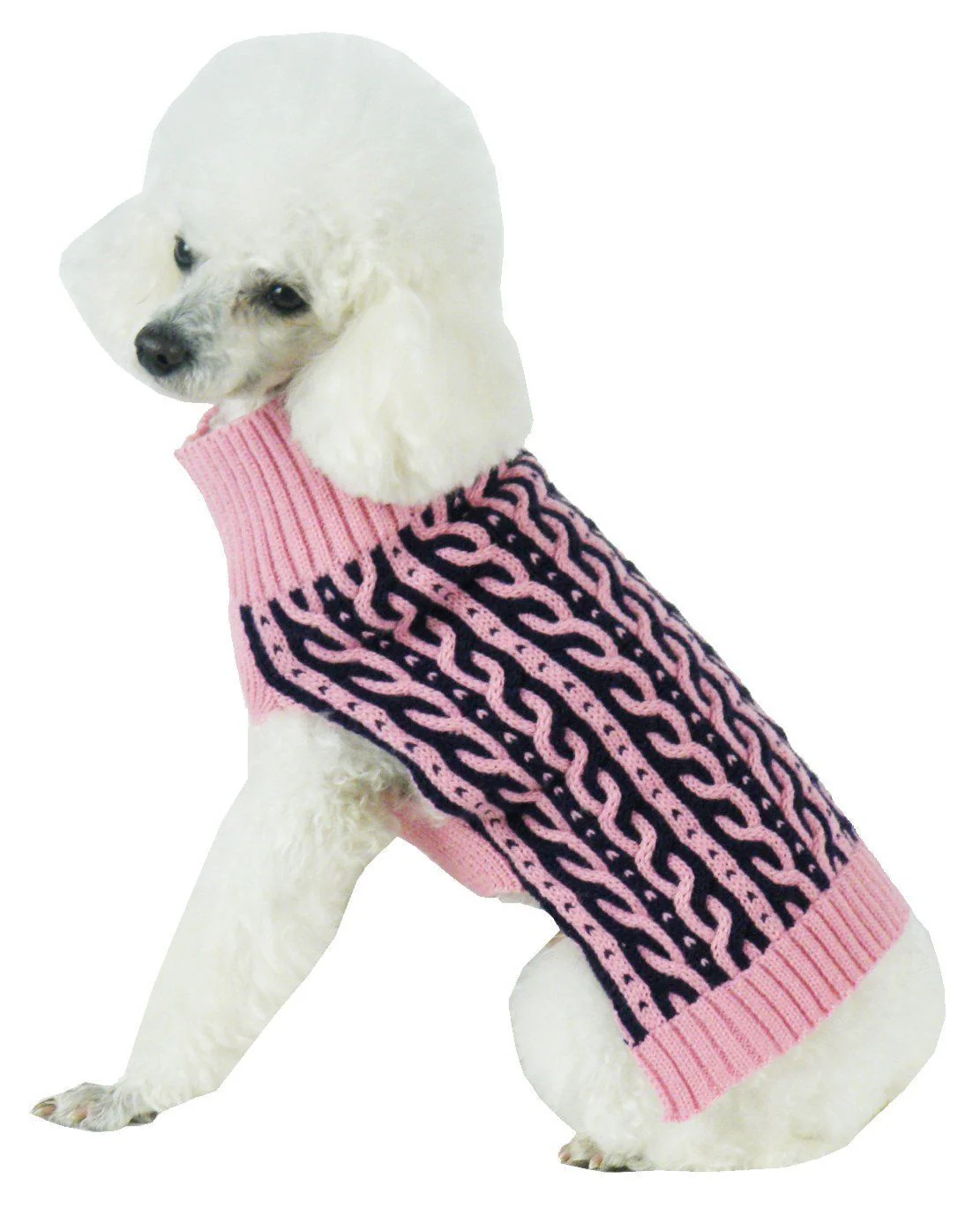 Pet Life ® 'Harmonious' Dual Color Weaved Heavy Cable Knitted Fashion Designer Dog Sweater - Image 4