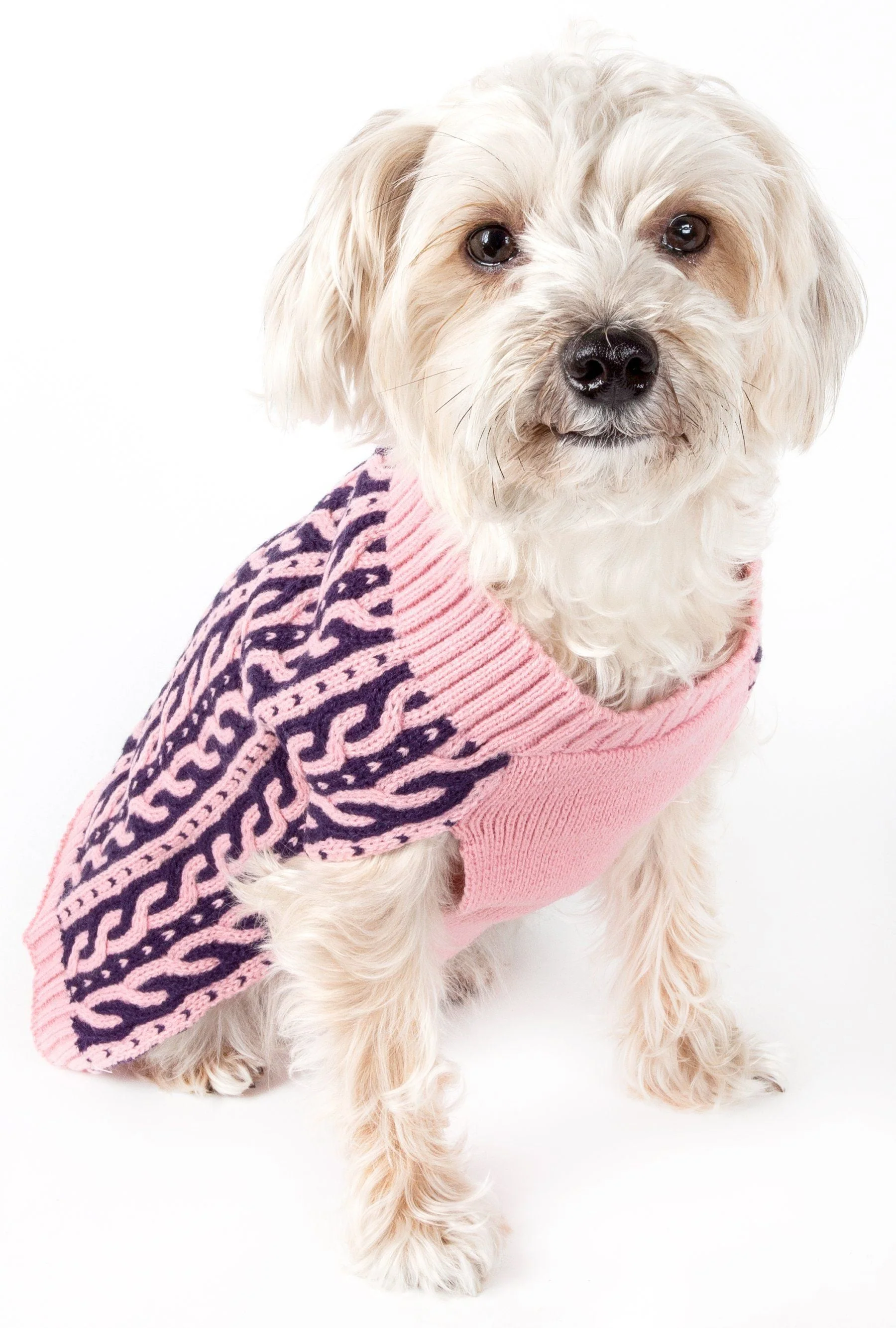 Pet Life ® 'Harmonious' Dual Color Weaved Heavy Cable Knitted Fashion Designer Dog Sweater - Image 8