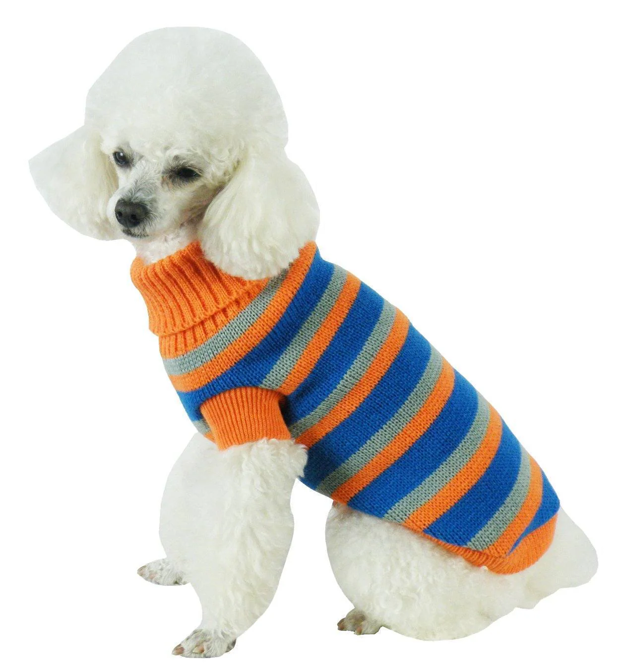 Pet Life ® Heavy Cable Knitted Striped Fashion Designer Polo Dog Sweater - Image 2