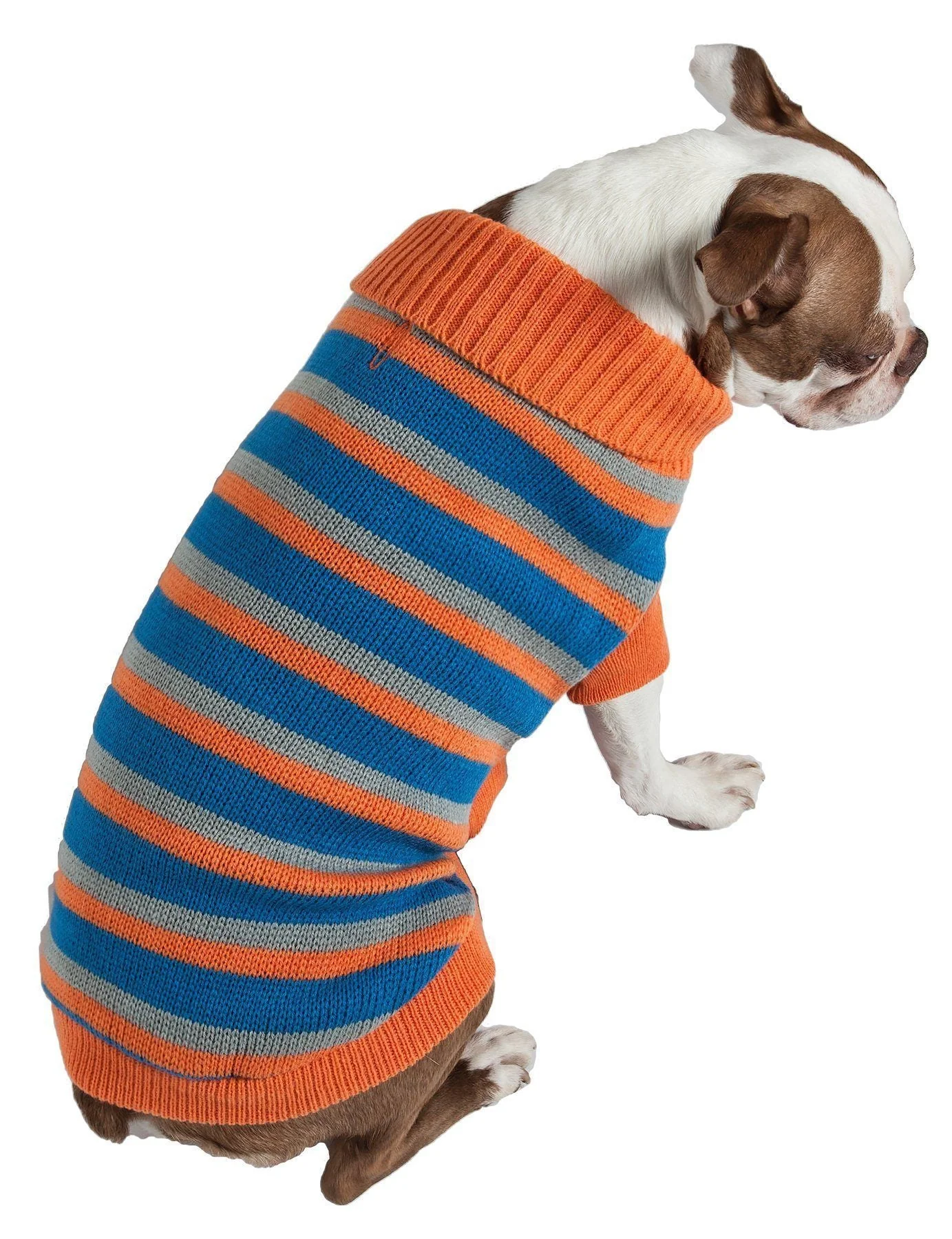Pet Life ® Heavy Cable Knitted Striped Fashion Designer Polo Dog Sweater - Image 3