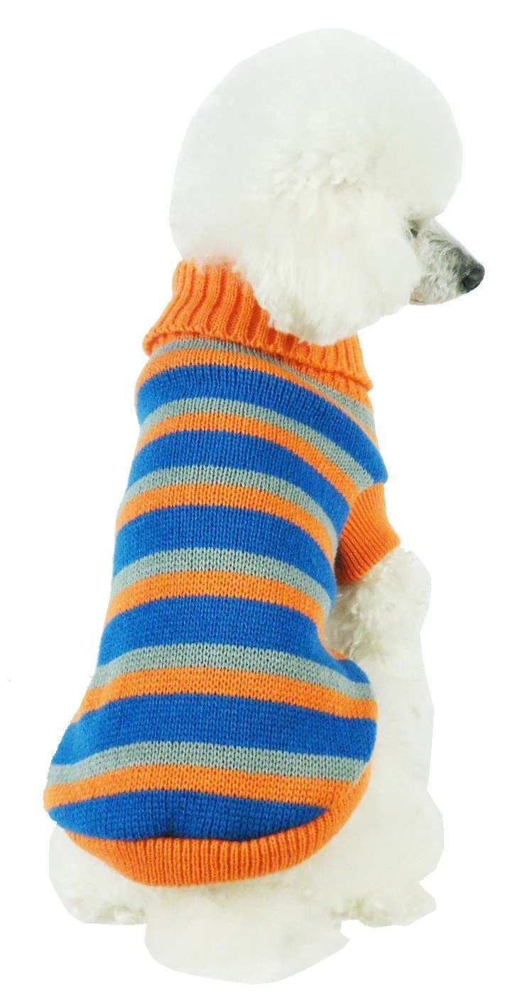 Pet Life ® Heavy Cable Knitted Striped Fashion Designer Polo Dog Sweater - Image 4
