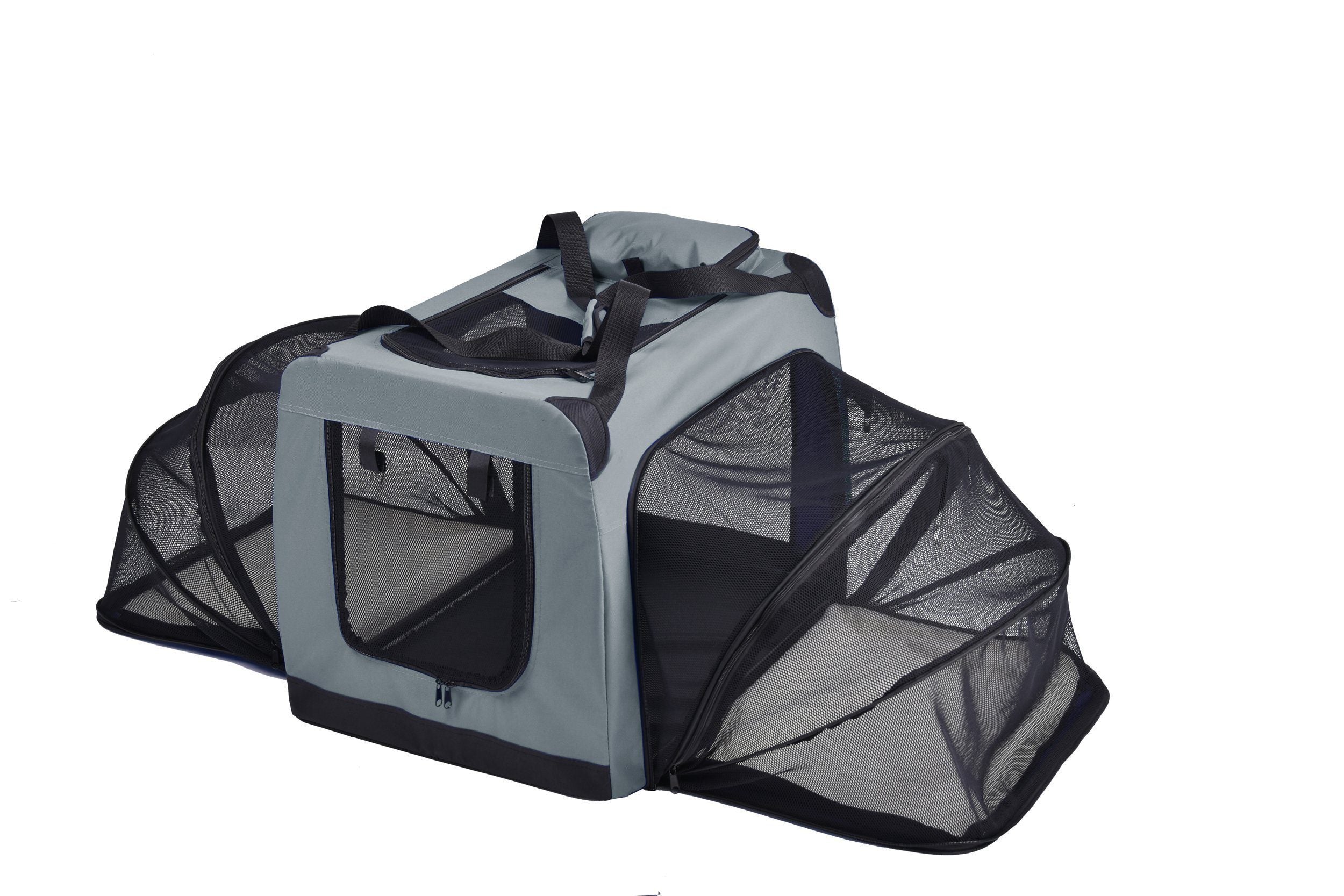 Pet Life ® 'Hounda Accordion' Metal Framed Soft-Folding Collapsible Dual-Sided Expandable Pet Dog Crate - Image 11