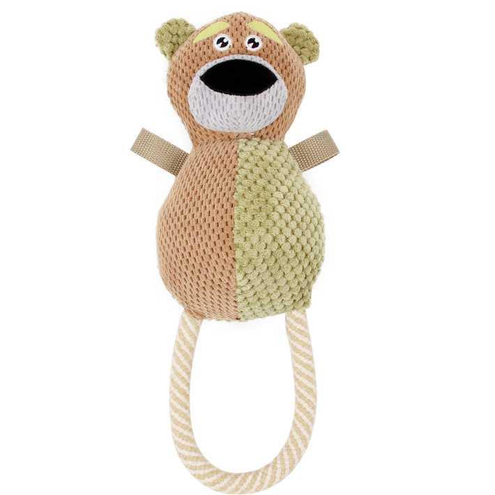 Pet Life ® 'Huggabear' Natural Jute Squeaking and Tug Plush Dog Toy - Image 2