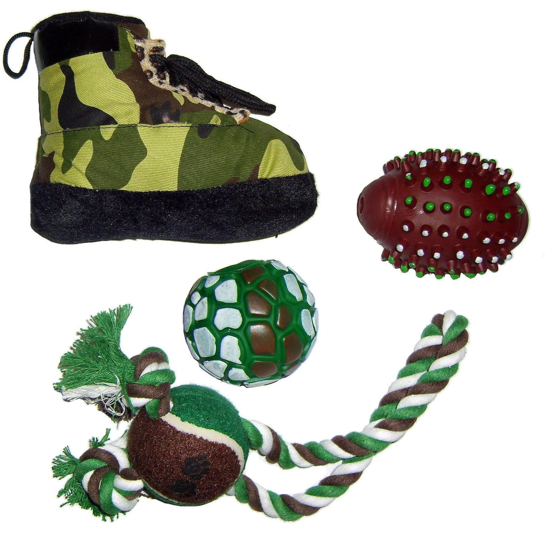 Pet Life ® 'Hunter Themed' 8 Piece Jute Rope and Rubberized Squeak Chew Pet Dog Toy Gift Set - Image 2