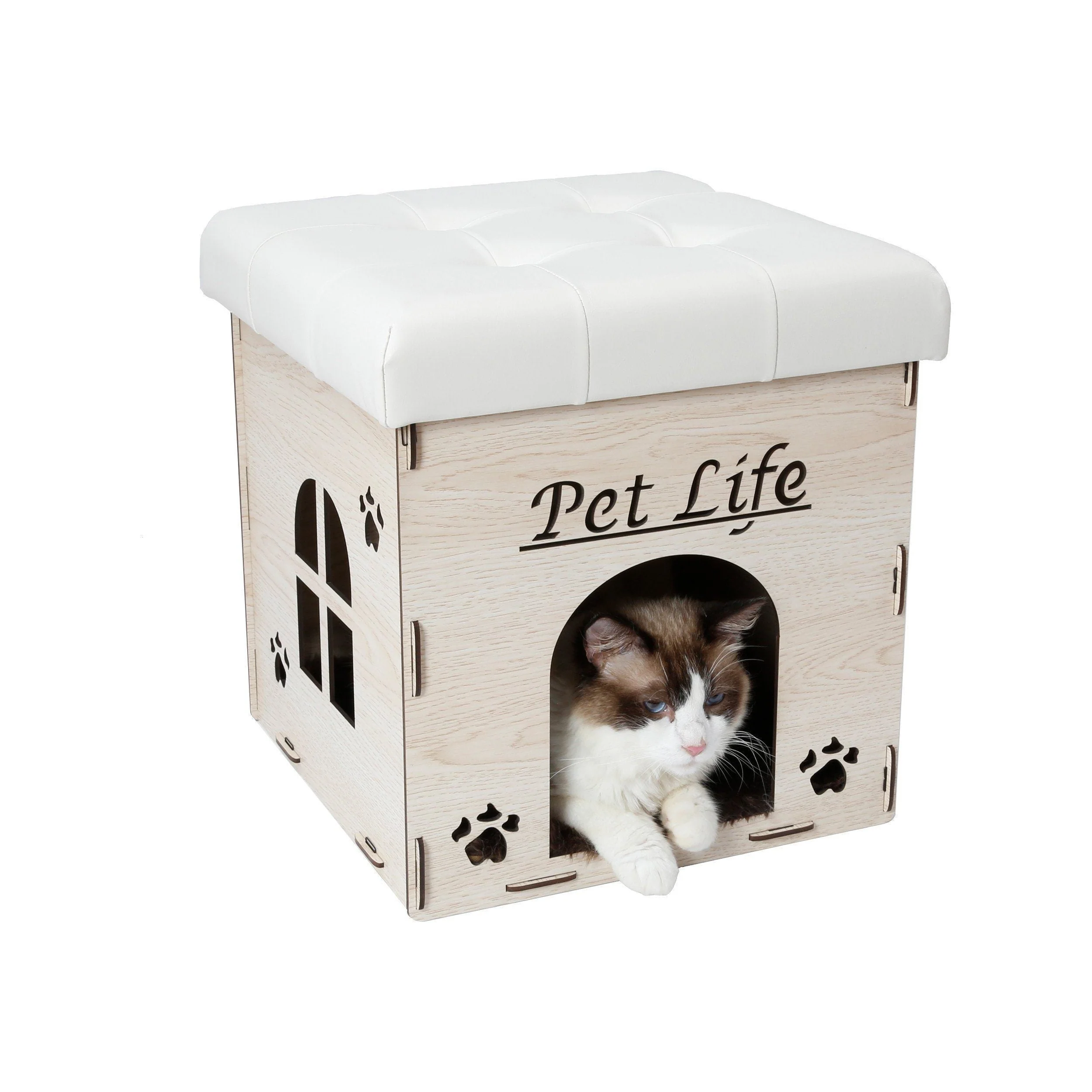 Pet Life ® 'Kitty Kallapse' Collapsible Folding Kitty Cat House Tree Bed Ottoman Bench Furniture - Image 5