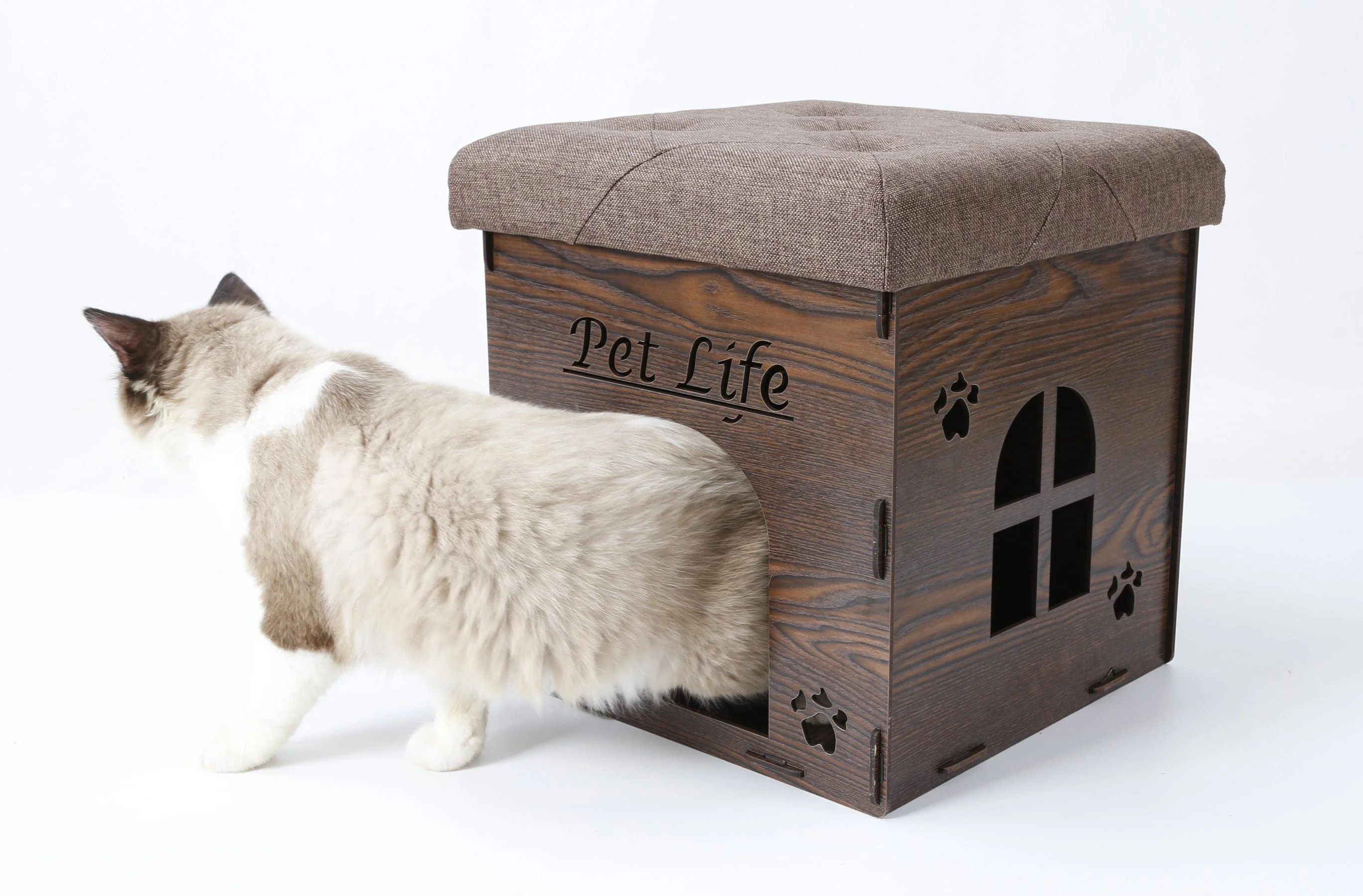 Pet Life ® 'Kitty Kallapse' Collapsible Folding Kitty Cat House Tree Bed Ottoman Bench Furniture - Image 6