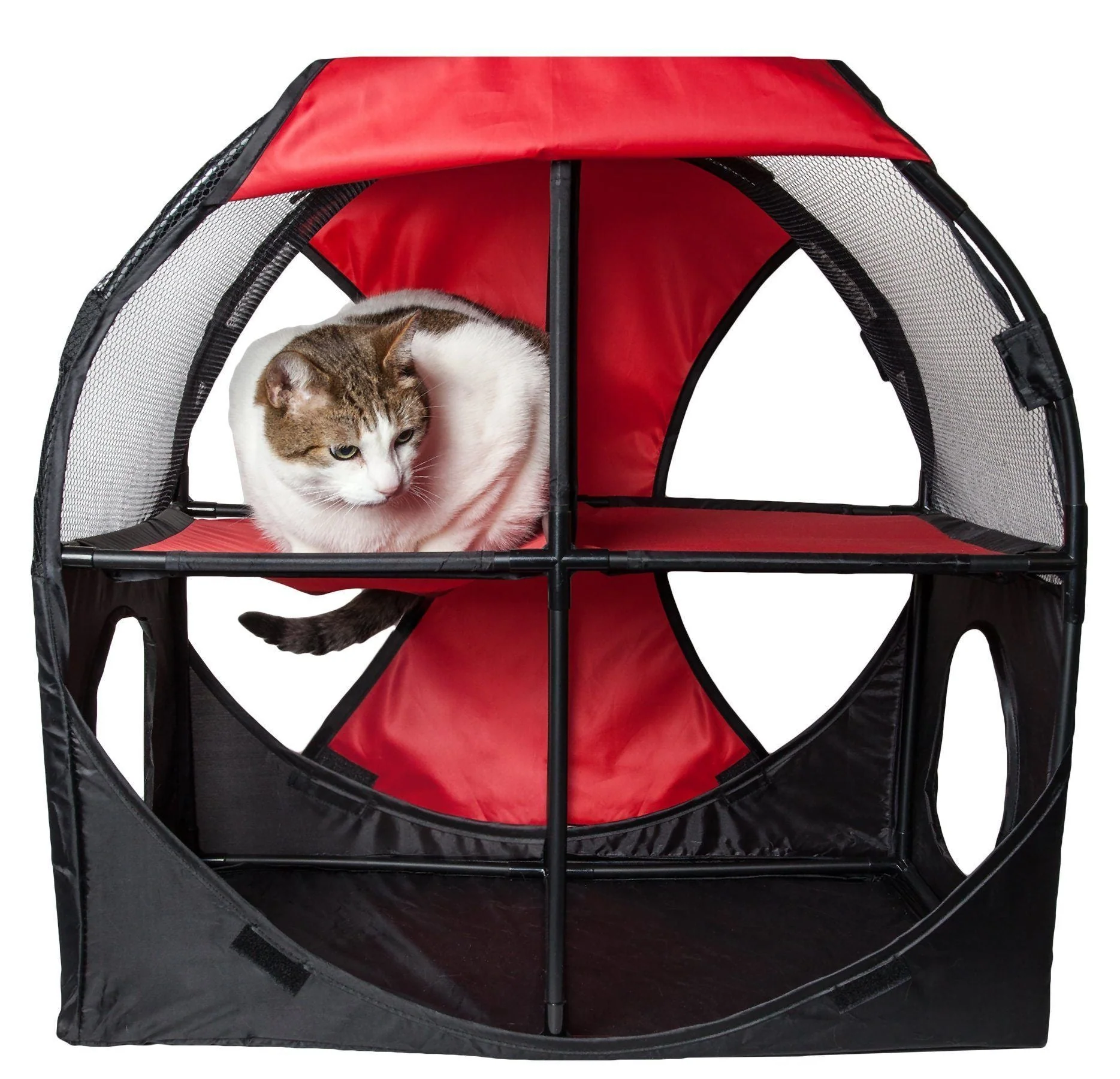 Pet Life ® 'Kitty-Play' Collapsible Travel Interactive Kitty Cat Tree Maze House Lounger Tunnel Lounge - Image 14