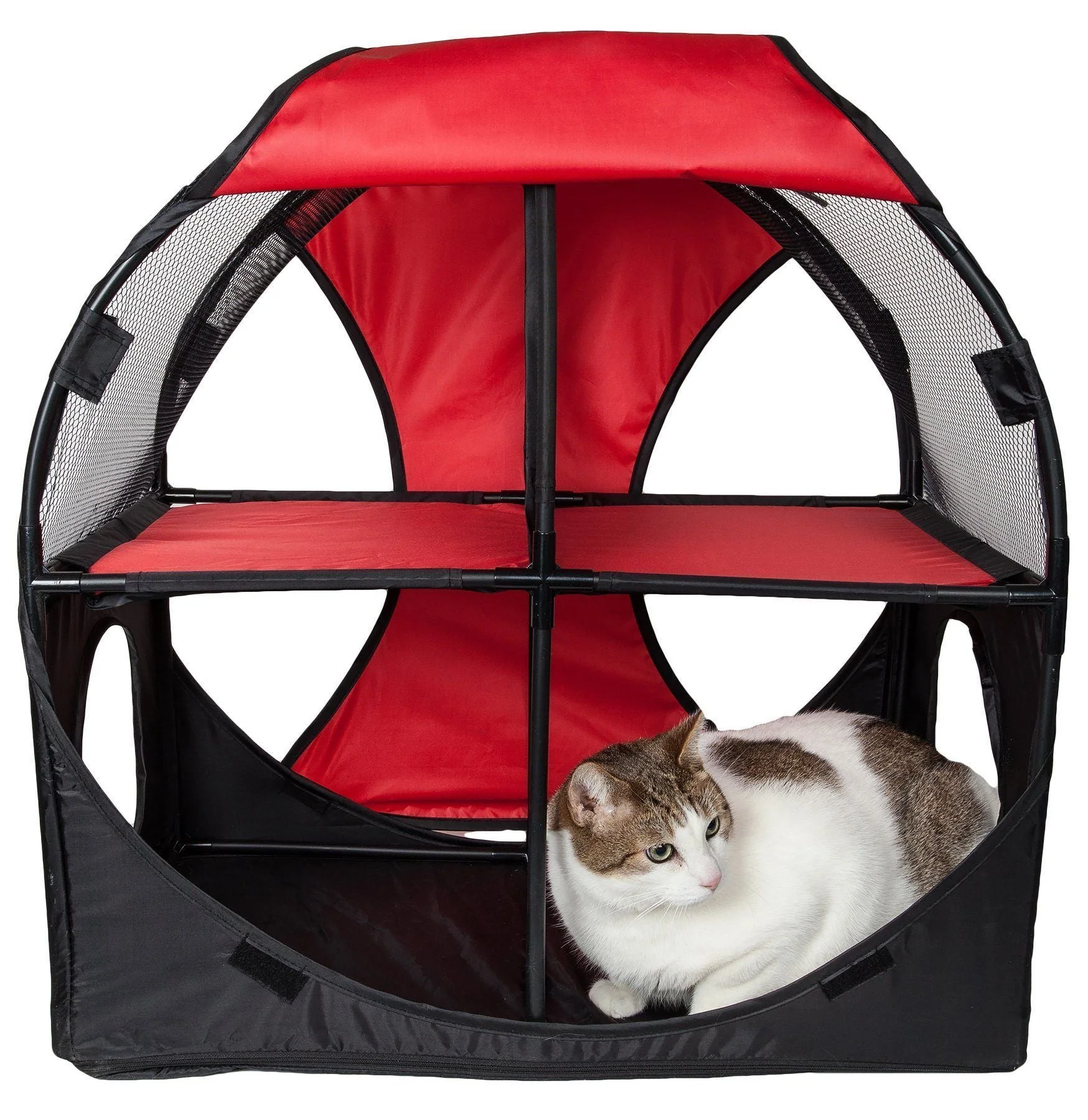 Pet Life ® 'Kitty-Play' Collapsible Travel Interactive Kitty Cat Tree Maze House Lounger Tunnel Lounge - Image 3