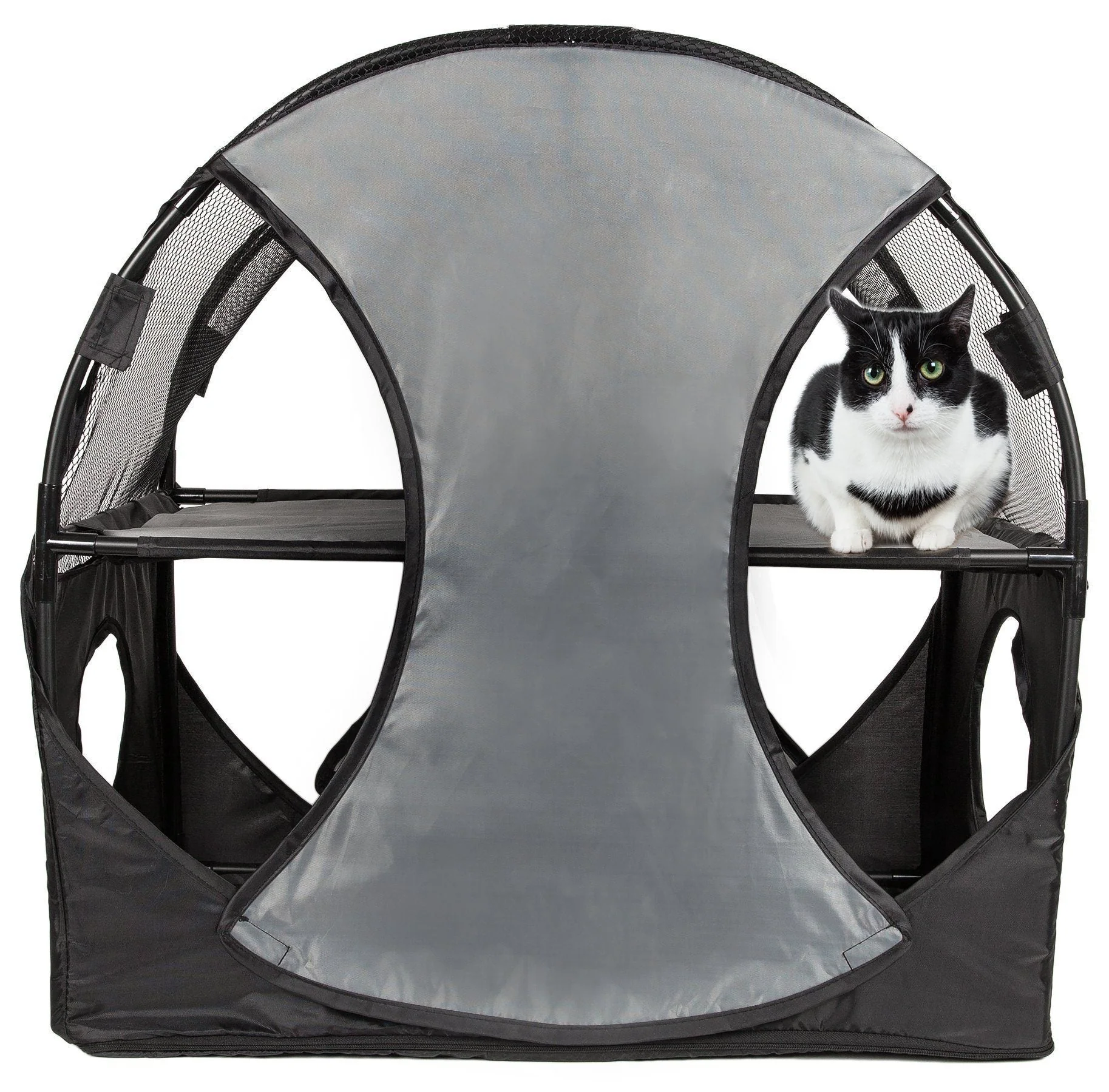 Pet Life ® 'Kitty-Play' Collapsible Travel Interactive Kitty Cat Tree Maze House Lounger Tunnel Lounge - Image 4