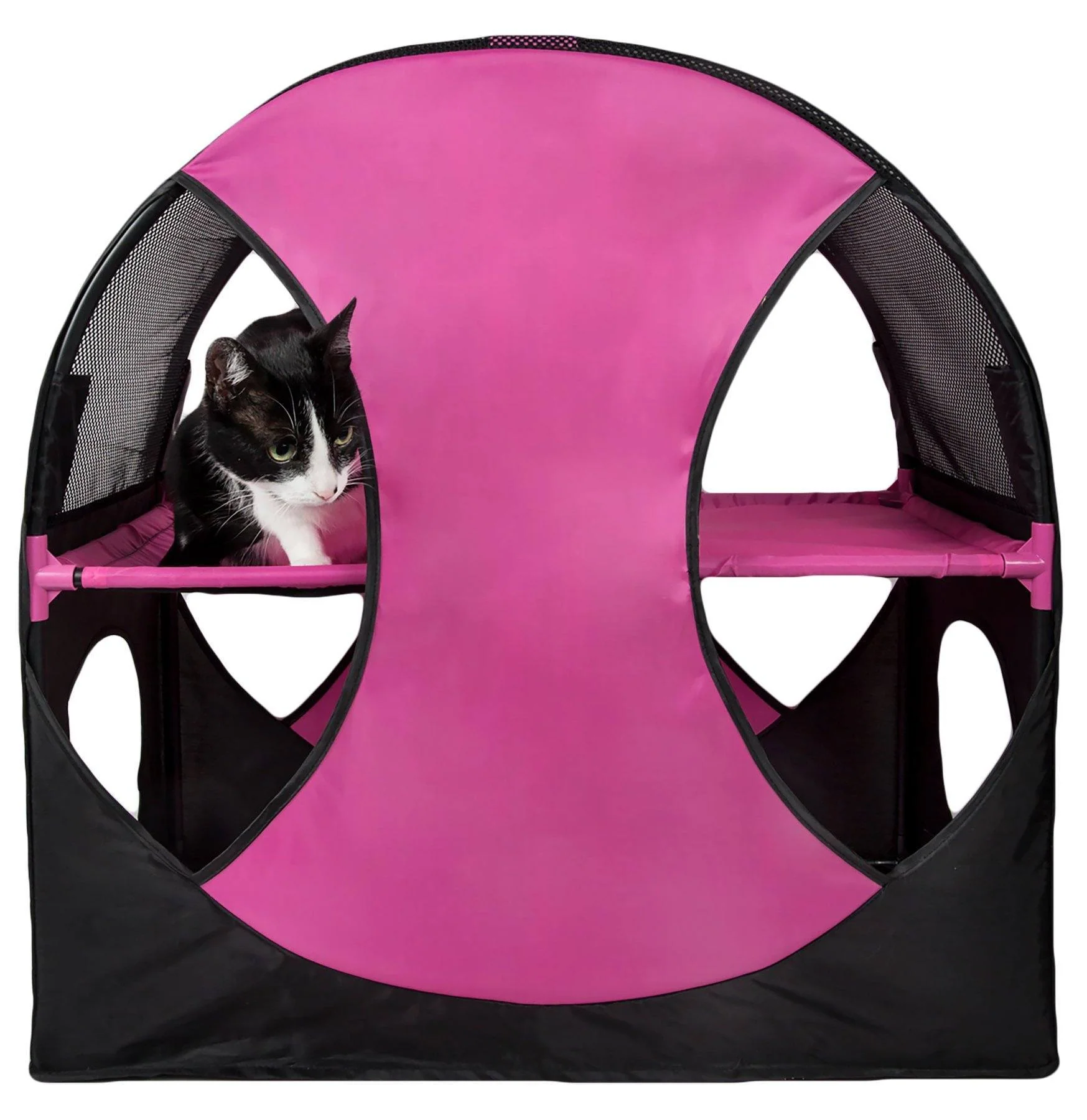 Pet Life ® 'Kitty-Play' Collapsible Travel Interactive Kitty Cat Tree Maze House Lounger Tunnel Lounge - Image 5