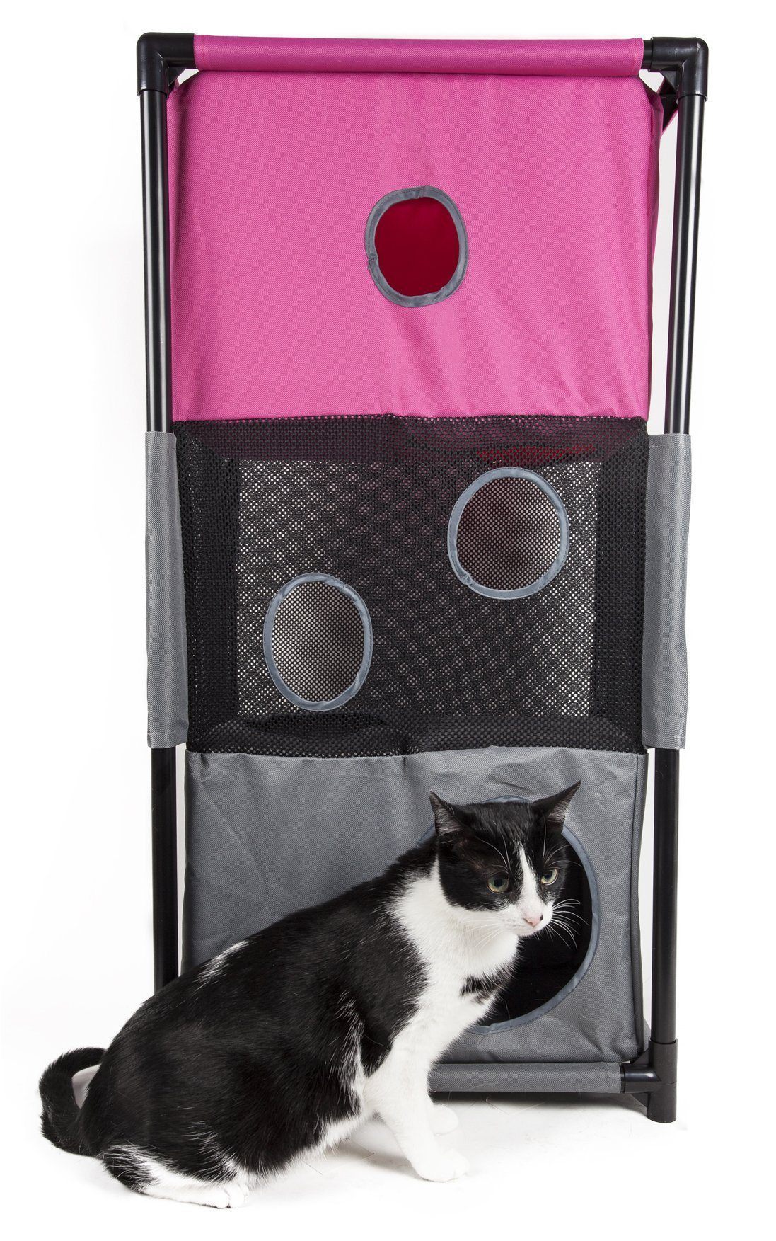 Pet Life ® 'Kitty-Square' Collapsible Travel Interactive Kitty Cat Tree Maze House Lounger Tunnel Lounge - Image 2
