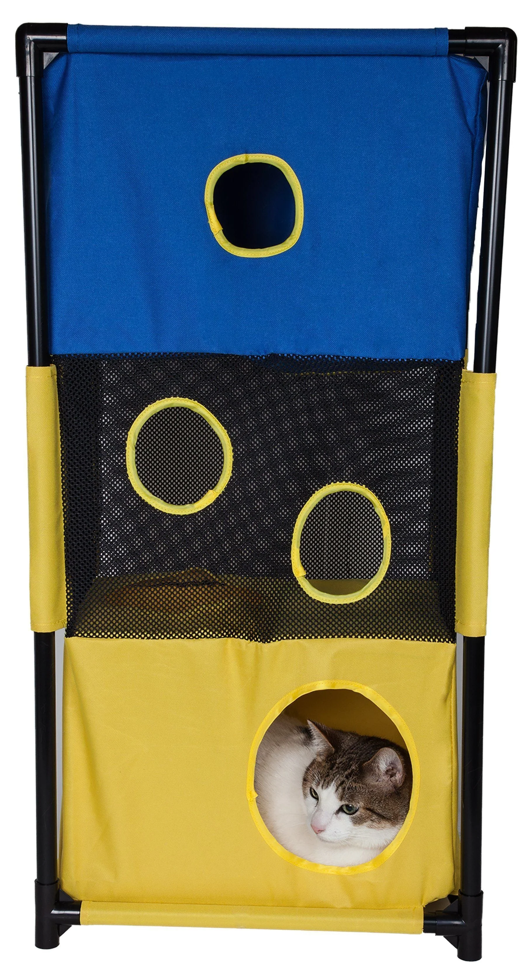 Pet Life ® 'Kitty-Square' Collapsible Travel Interactive Kitty Cat Tree Maze House Lounger Tunnel Lounge - Image 3