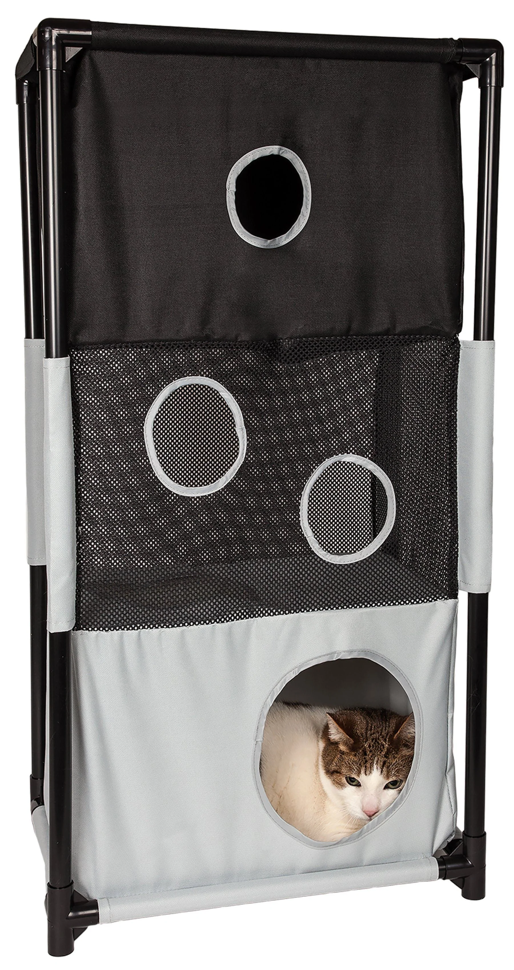 Pet Life ® 'Kitty-Square' Collapsible Travel Interactive Kitty Cat Tree Maze House Lounger Tunnel Lounge - Image 4