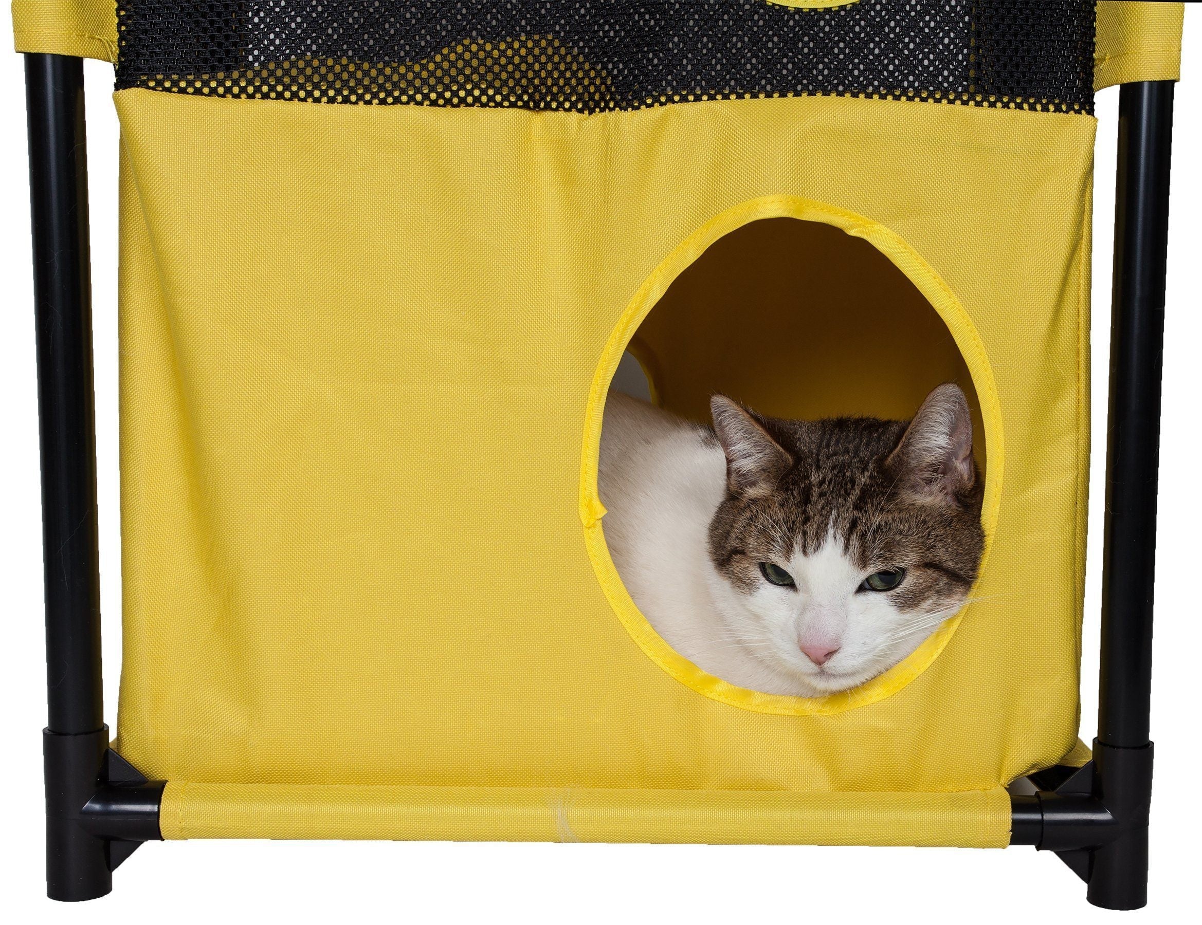 Pet Life ® 'Kitty-Square' Collapsible Travel Interactive Kitty Cat Tree Maze House Lounger Tunnel Lounge - Image 8