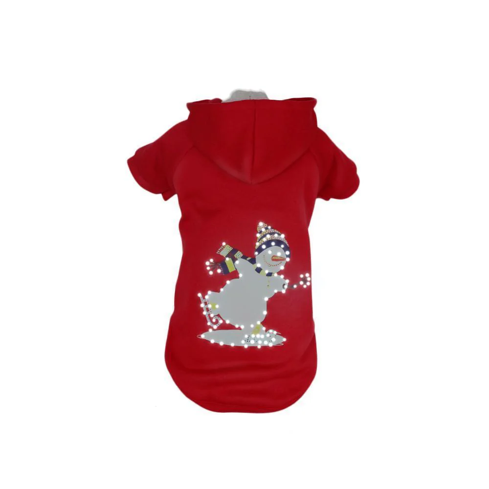 Pet Life ® LED Lighting Holiday Snowman Hooded dog Costume Sweater w/ Included Batteries