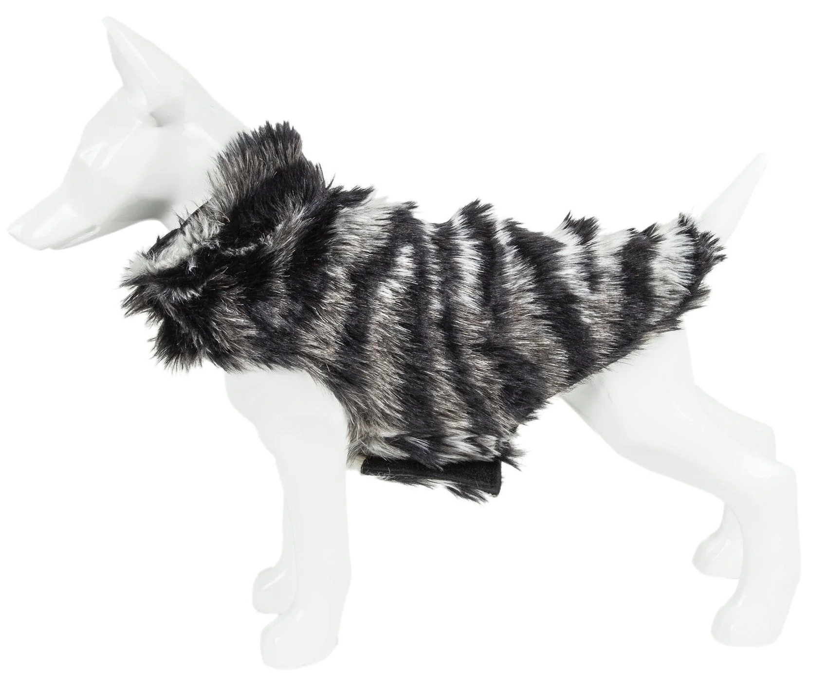 Pet Life ®  Luxe 'Chauffurry' Zebra Patterned Designer Mink Fur Dog Coat - Image 2