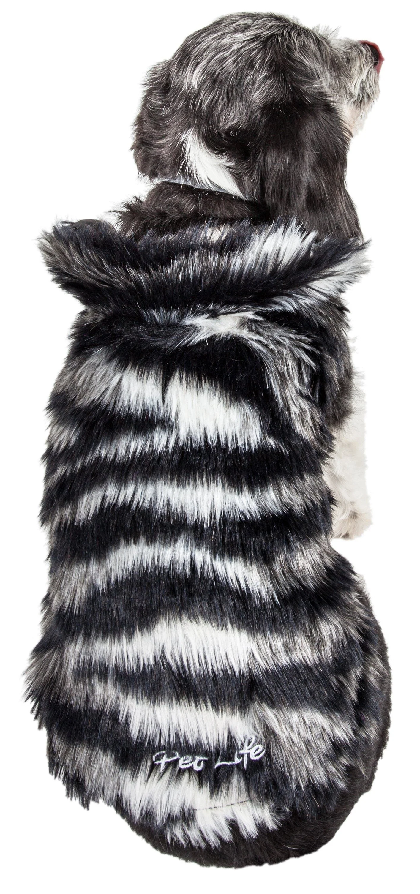 Pet Life ®  Luxe 'Chauffurry' Zebra Patterned Designer Mink Fur Dog Coat - Image 3