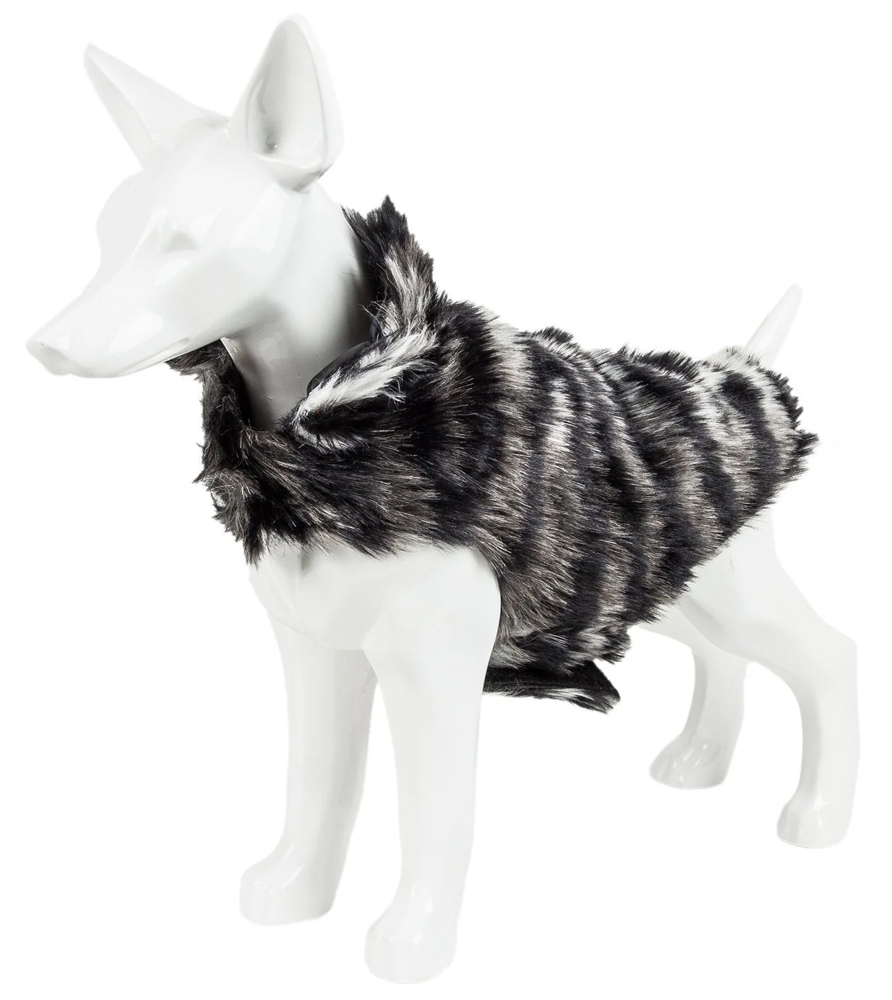 Pet Life ®  Luxe 'Chauffurry' Zebra Patterned Designer Mink Fur Dog Coat - Image 5