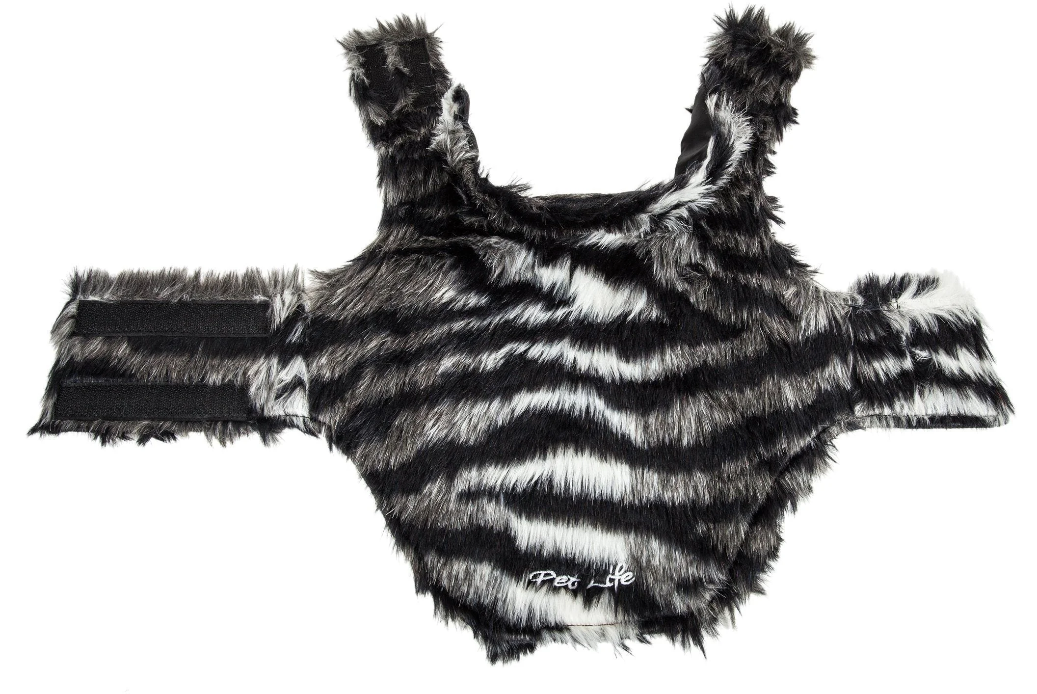 Pet Life ®  Luxe 'Chauffurry' Zebra Patterned Designer Mink Fur Dog Coat - Image 8