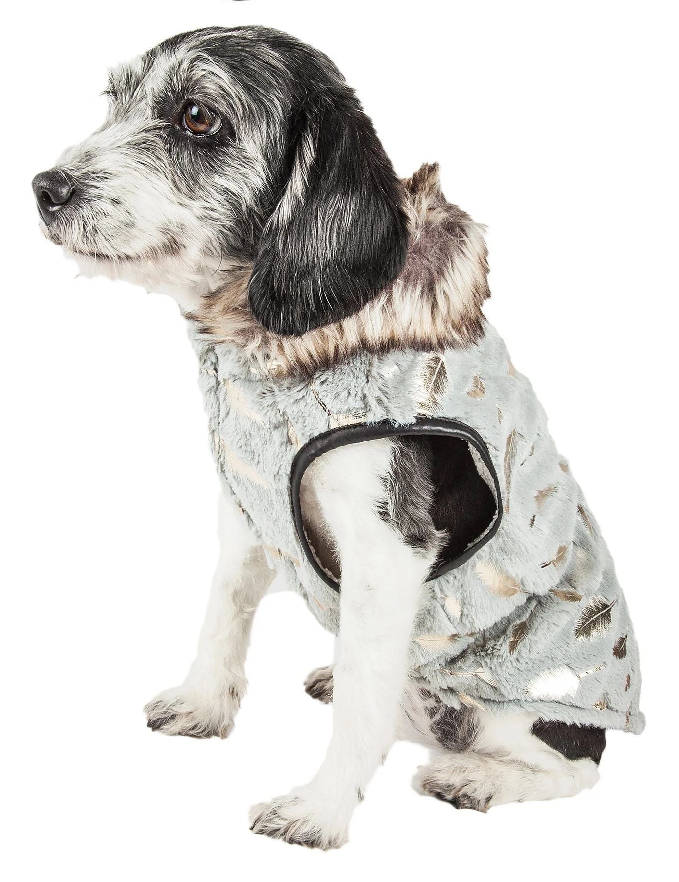 Pet Life ® Luxe 'Gold-Wagger' Gold-Leaf Fashion Designer Fur Dog Coat - Image 2
