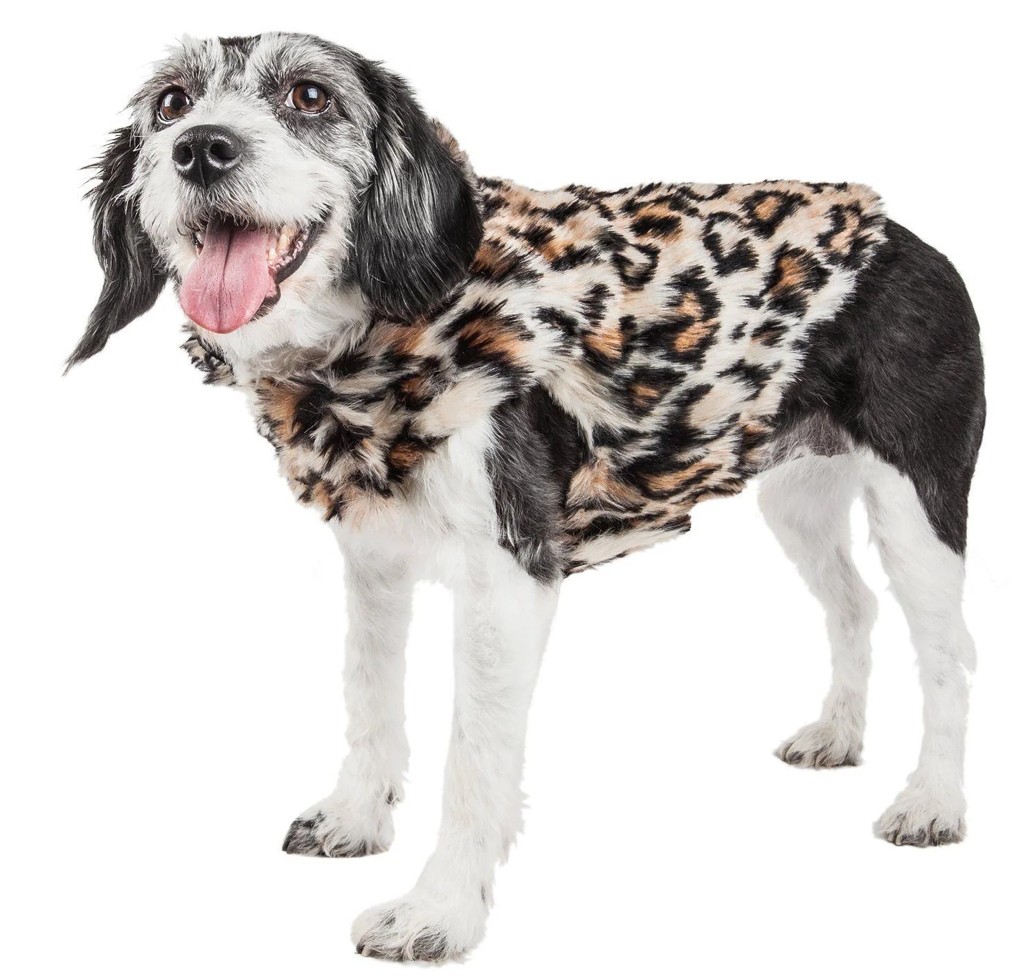 Pet Life ® Luxe 'Lab-Pard' Dazzling Leopard Patterned Mink Fur Dog Coat
