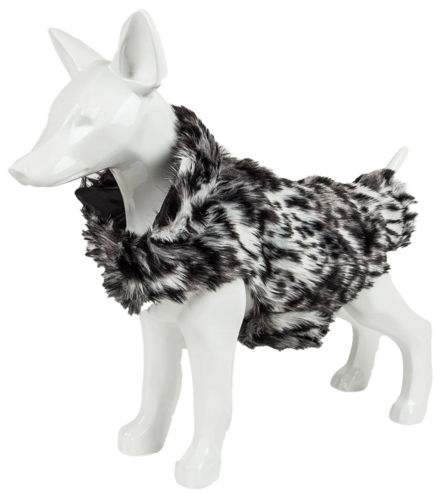 Pet Life ® Luxe 'Paw Dropping' Designer Gray-Scale Tiger Pattern Mink Fur Dog Coat - Image 2