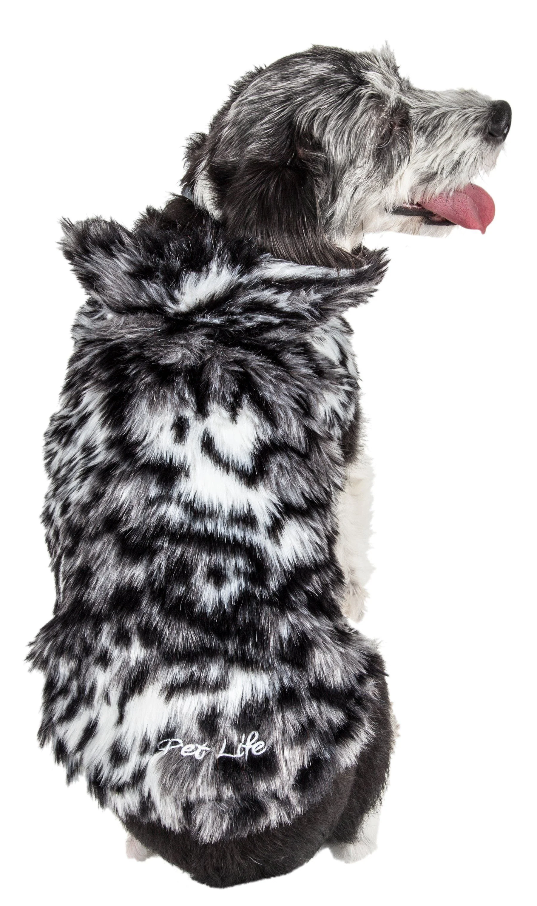 Pet Life ® Luxe 'Paw Dropping' Designer Gray-Scale Tiger Pattern Mink Fur Dog Coat - Image 3