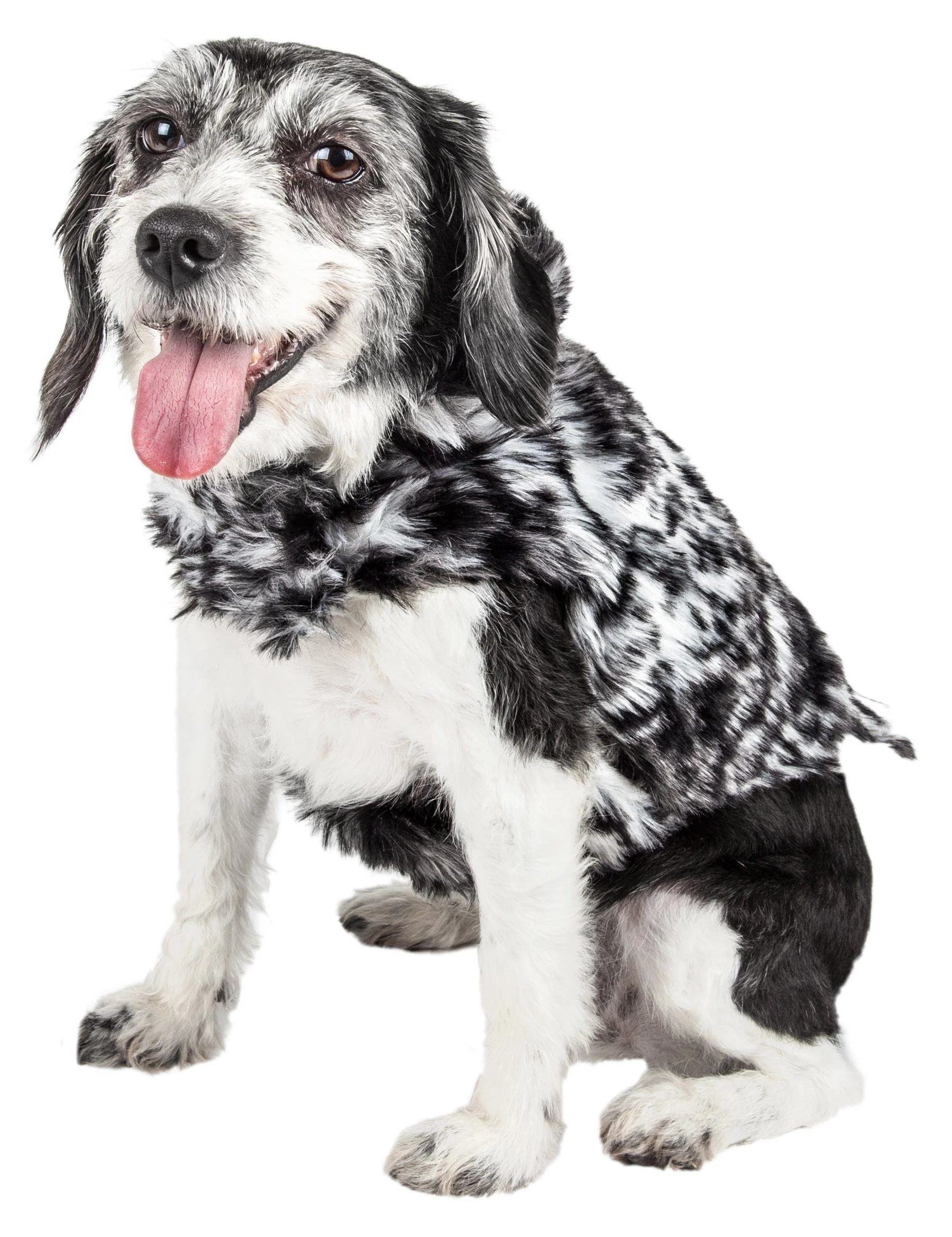 Pet Life ® Luxe 'Paw Dropping' Designer Gray-Scale Tiger Pattern Mink Fur Dog Coat - Image 4