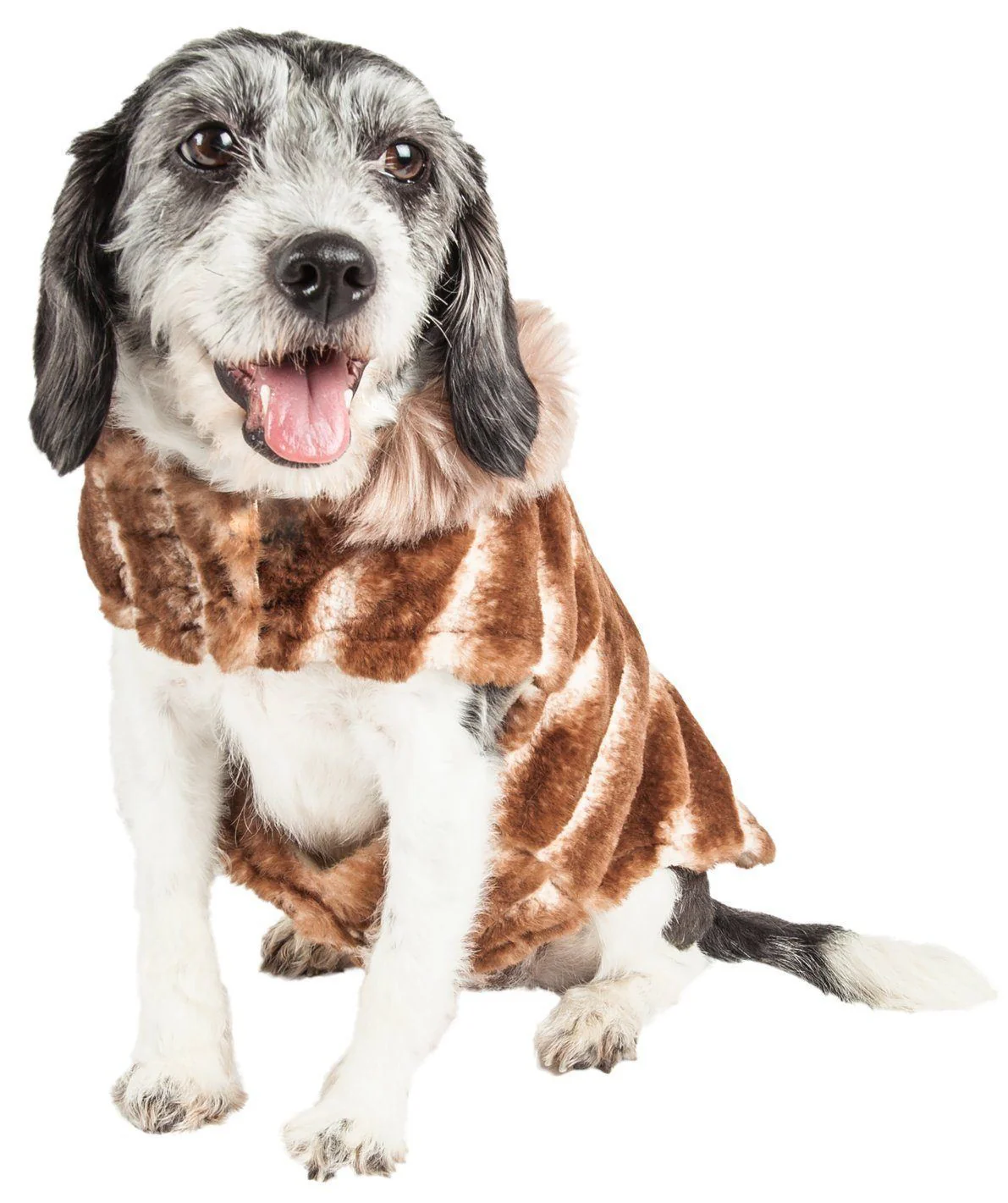 Pet Life ® Luxe 'Tira-Poochoo' Tiramisu Patterned Mink Fur Designer Dog Jacket - Image 10