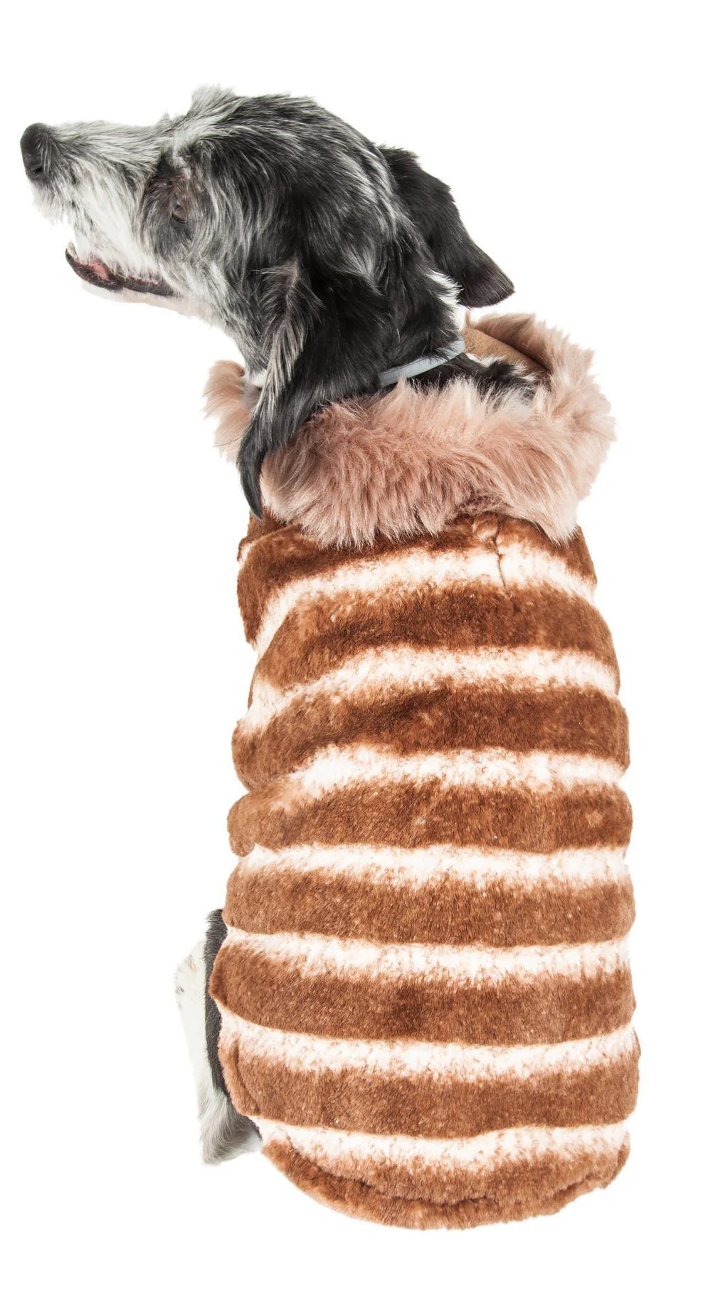 Pet Life ® Luxe 'Tira-Poochoo' Tiramisu Patterned Mink Fur Designer Dog Jacket - Image 6