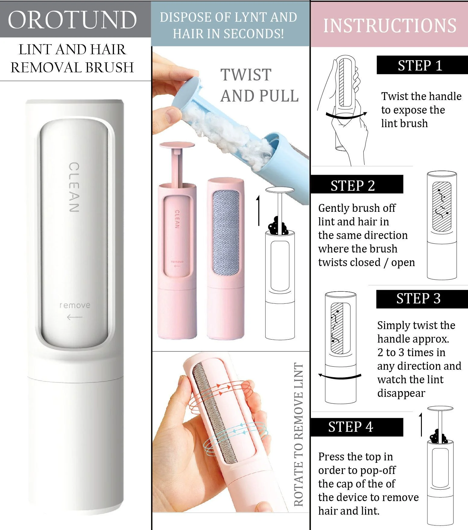 Pet Life ® 'Orotund' Magical Lint and Pet Hair Removal Brush - Image 4