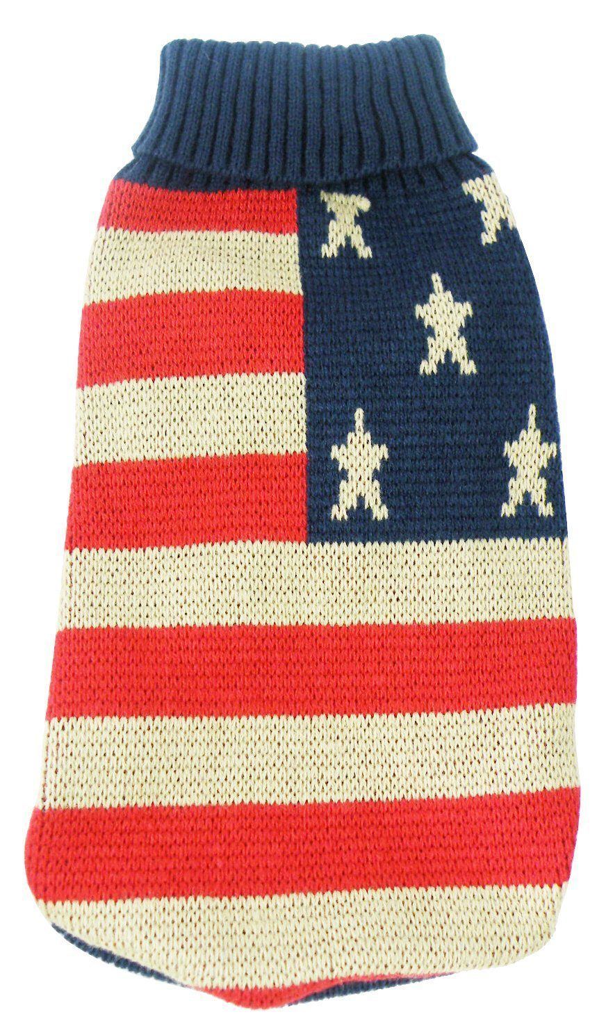 Pet Life ® 'Patriot Independence Star' Heavy Knitted Fashion Ribbed Turtle Neck Dog Sweater - Image 2