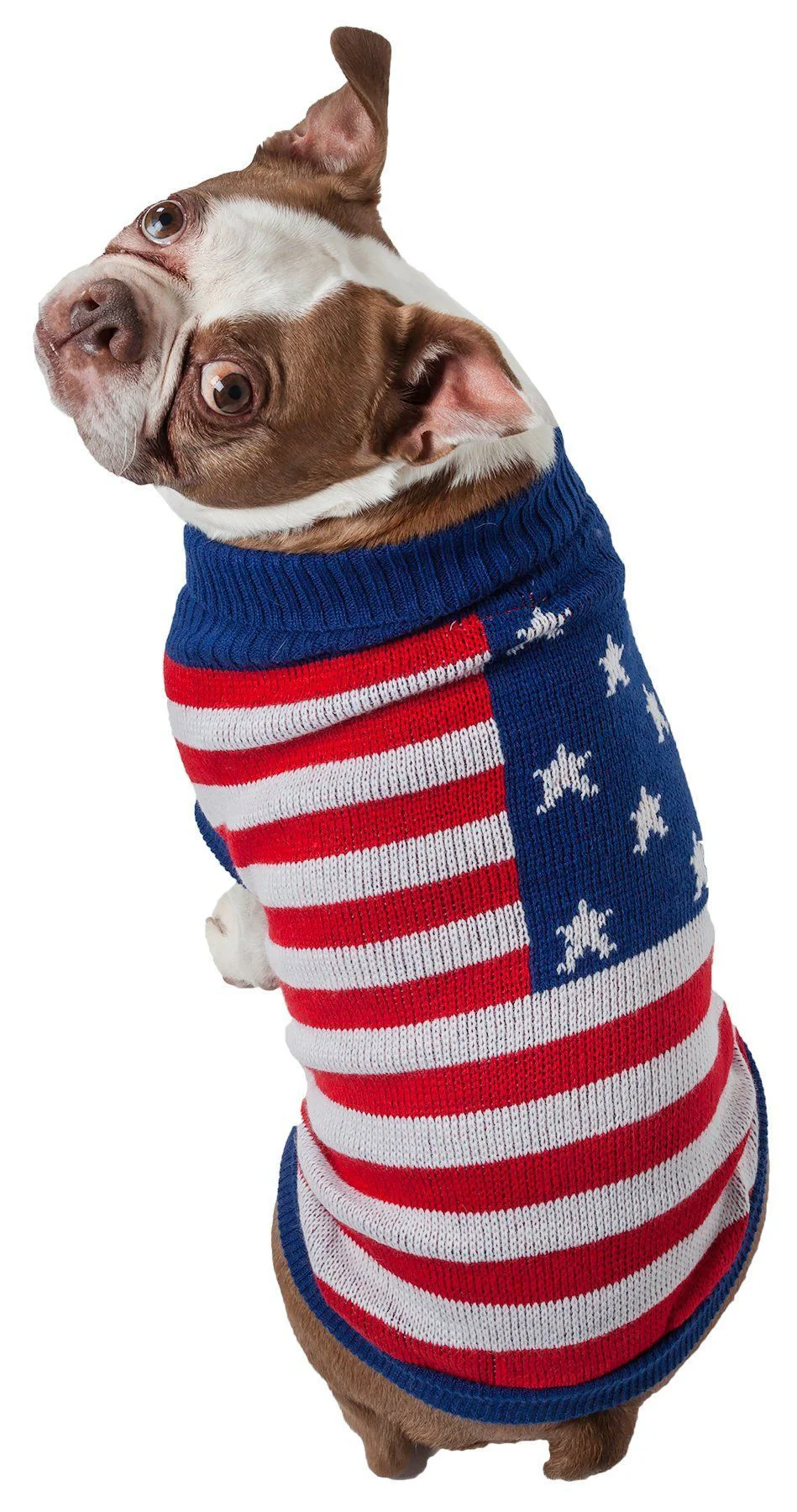 Pet Life ® 'Patriot Independence Star' Heavy Knitted Fashion Ribbed Turtle Neck Dog Sweater - Image 4